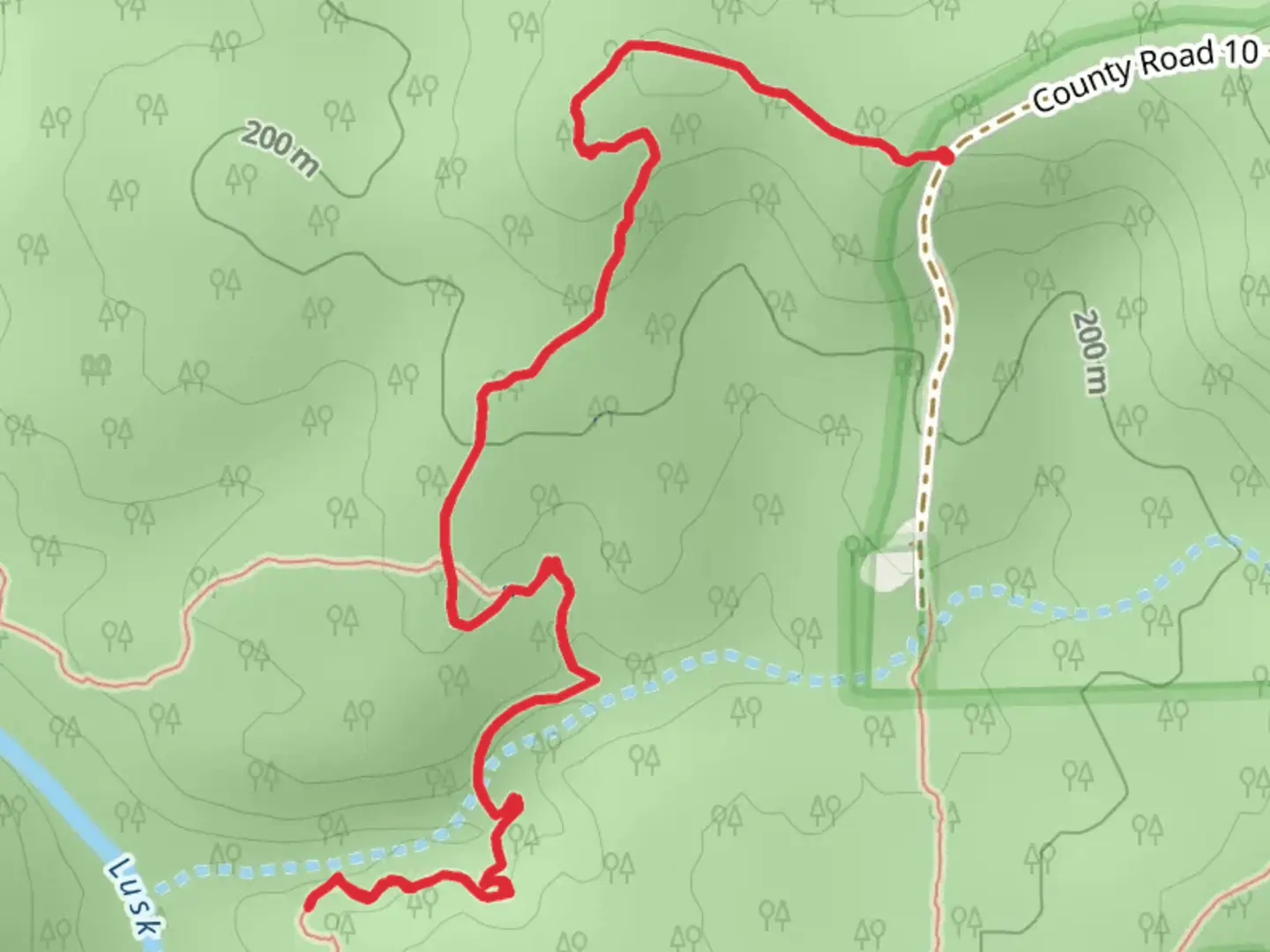 An image depicting the trail Lusk Creek and its surrounding area.
