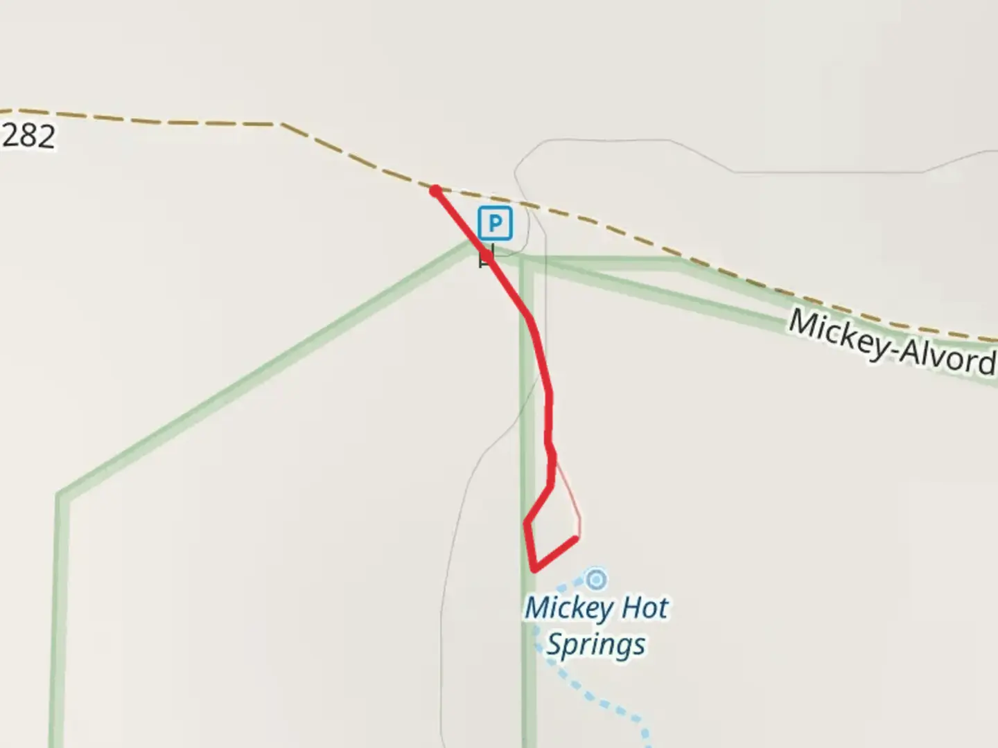 An image depicting the trail Mickey-Alvord Wells Road and its surrounding area.