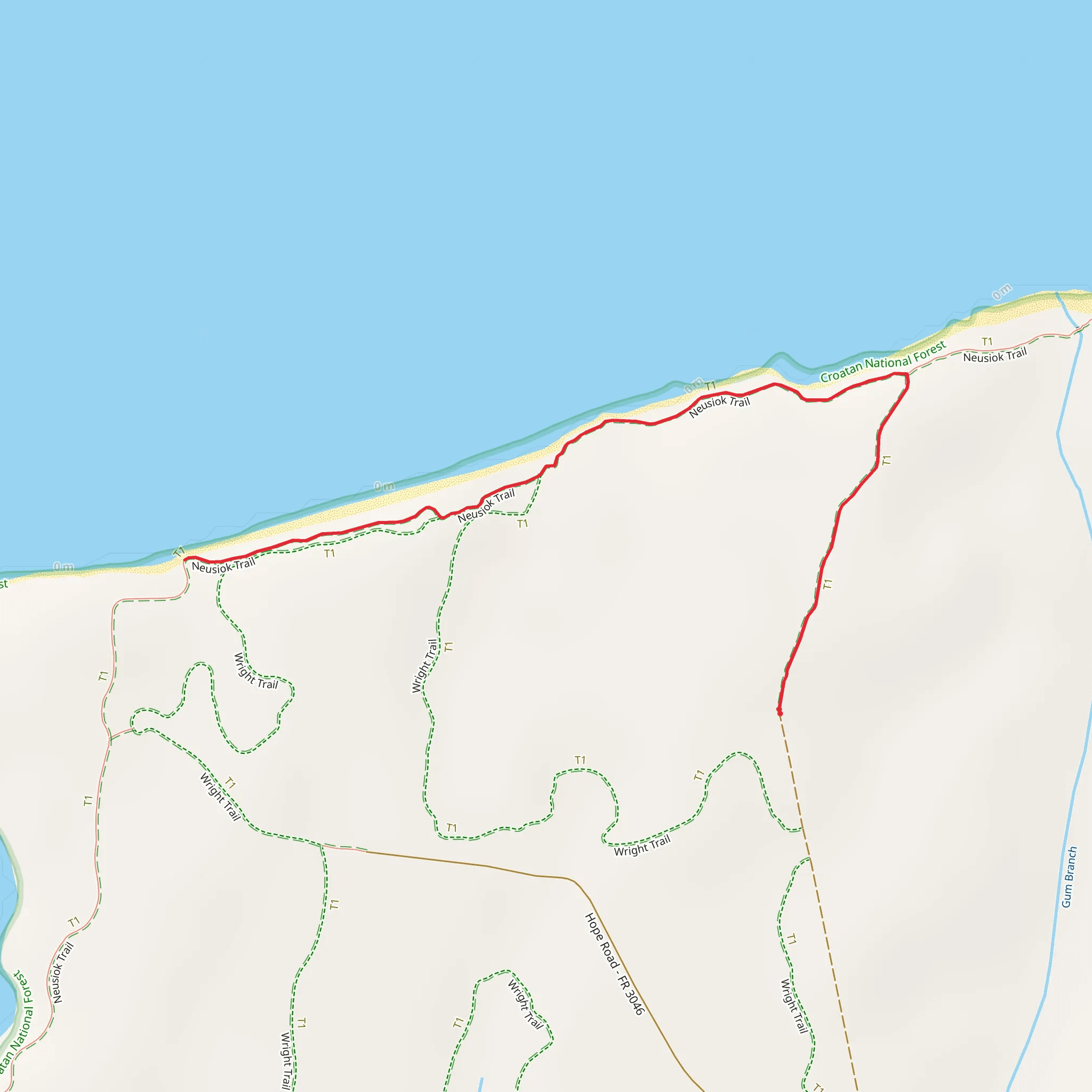 Neusiok Trail Out and Back mobile static map