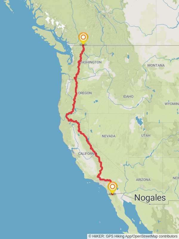 Pacific Crest Trail mobile static map