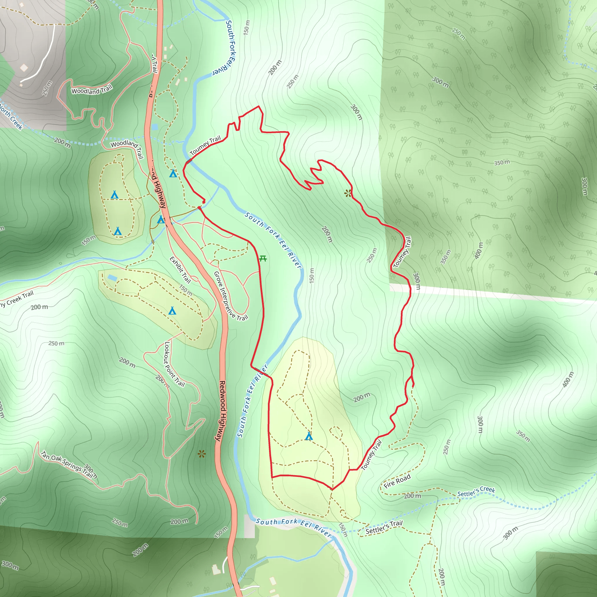 Toumey Trail and Oak Flat Campground Loop mobile static map