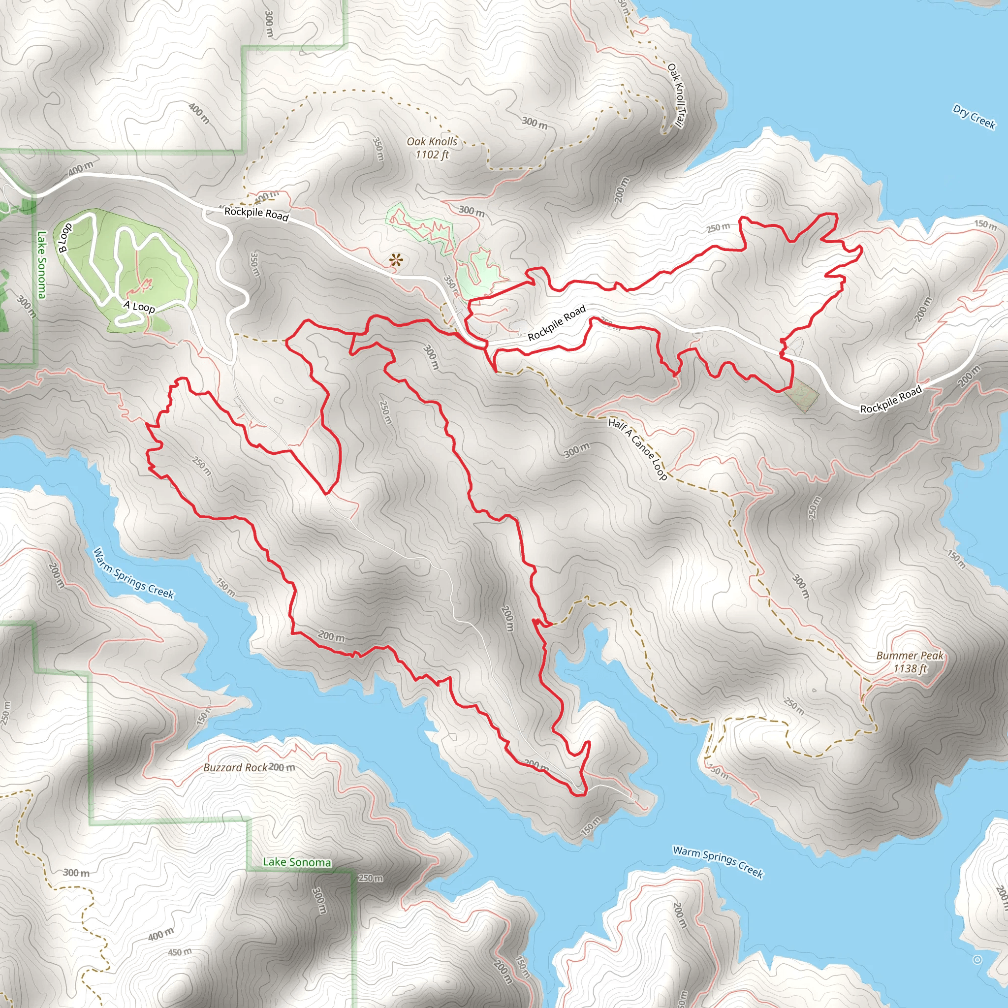 Dry Creek, Outcrop and Boar Scat Loop Trail mobile static map