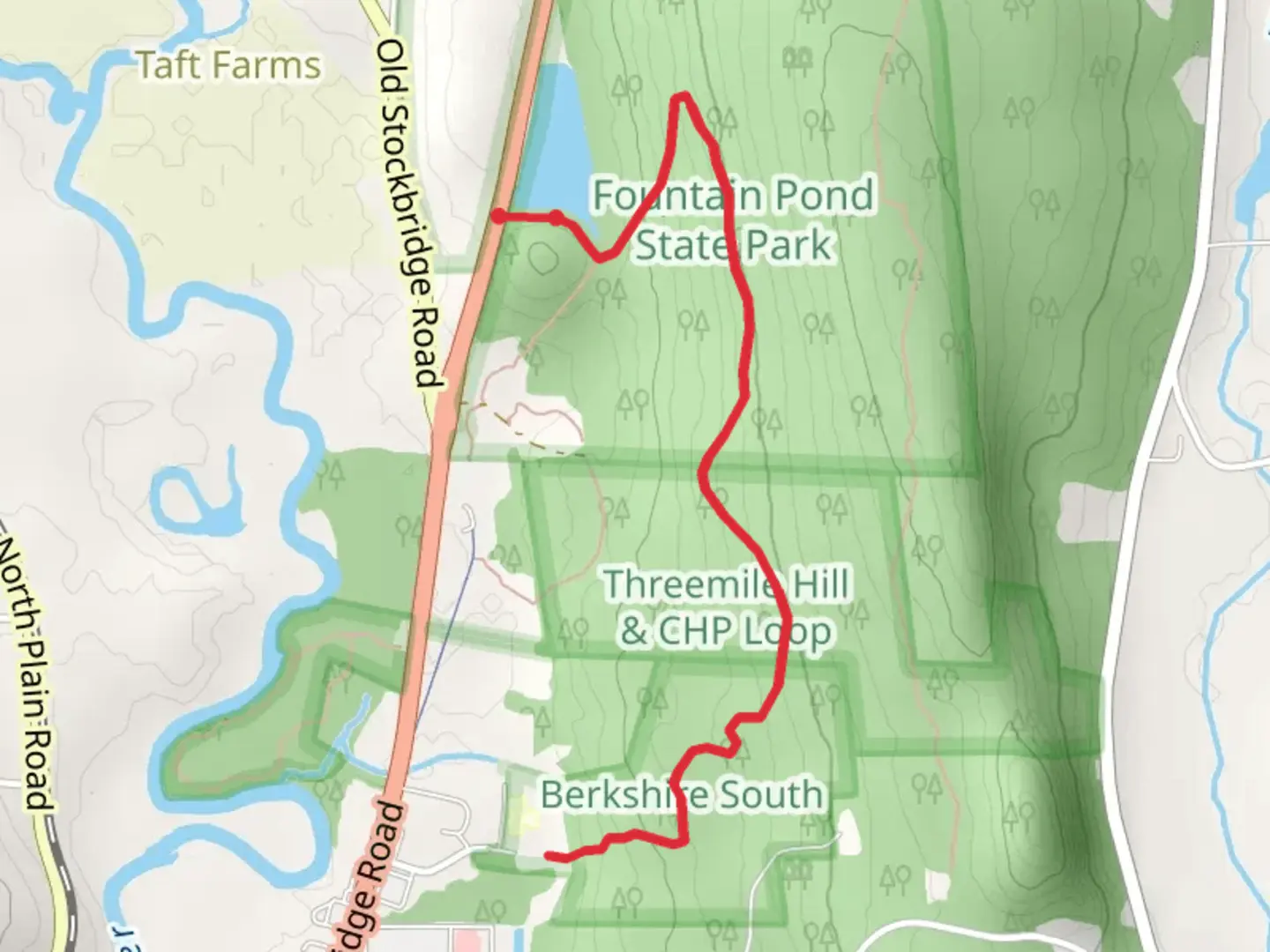 An image depicting the trail Threemile Hill Trail and its surrounding area.