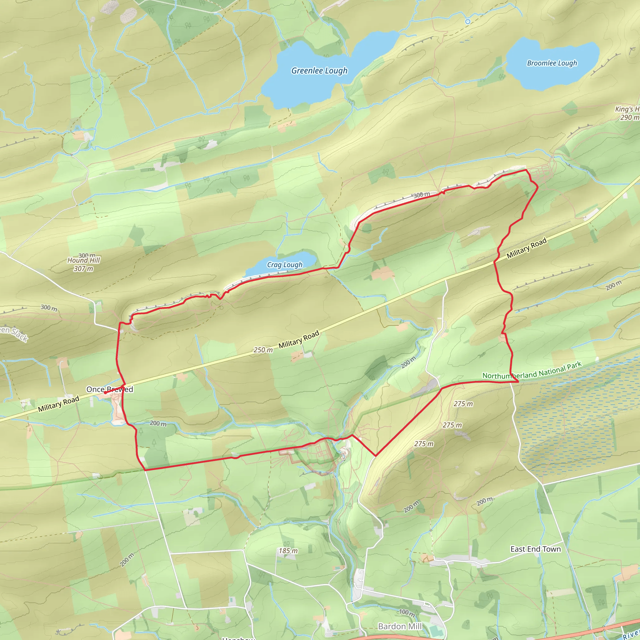 Castle Nick, Crag Lough and Housesteads Roman Fort Loop mobile static map