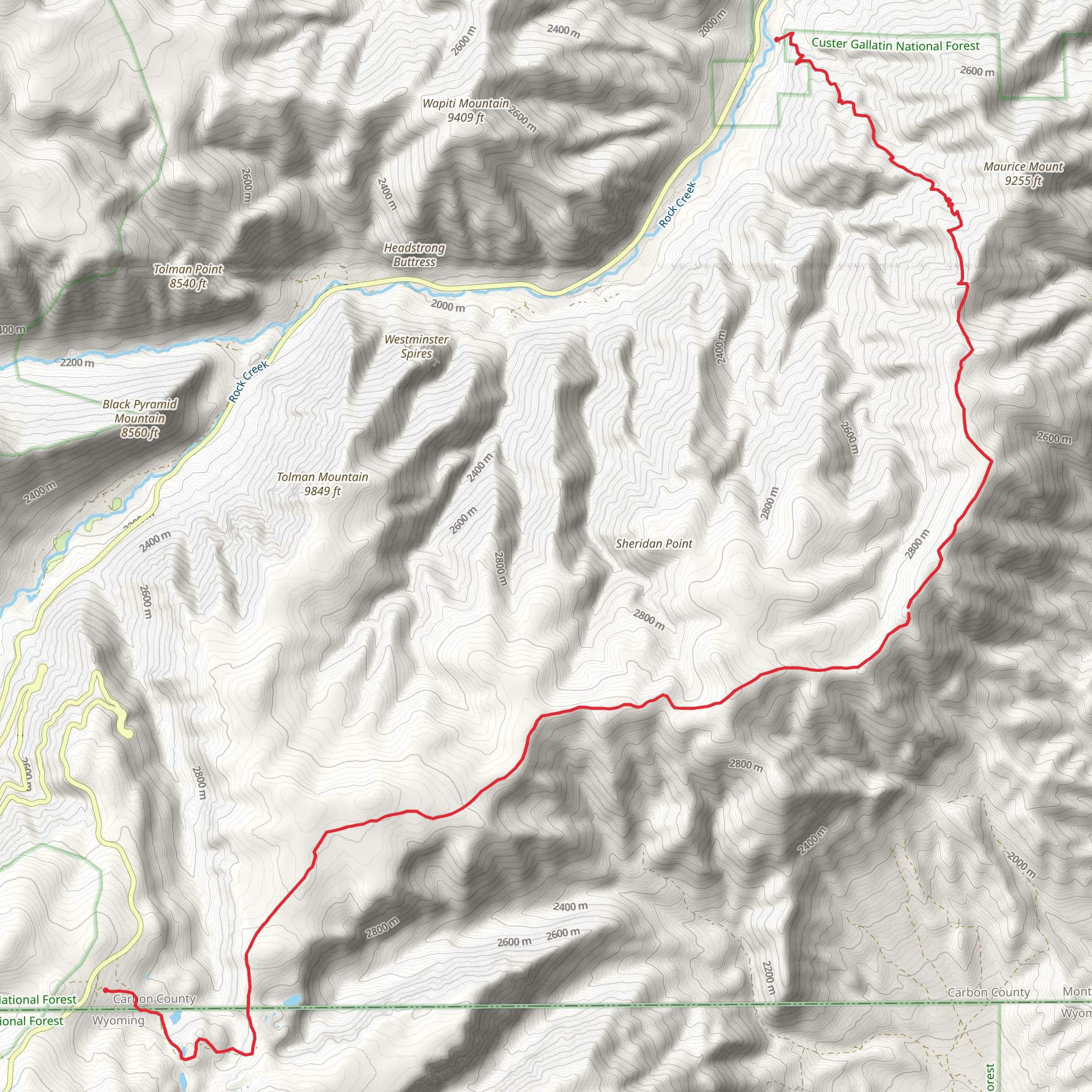 Line Creek Plateau Trail mobile static map