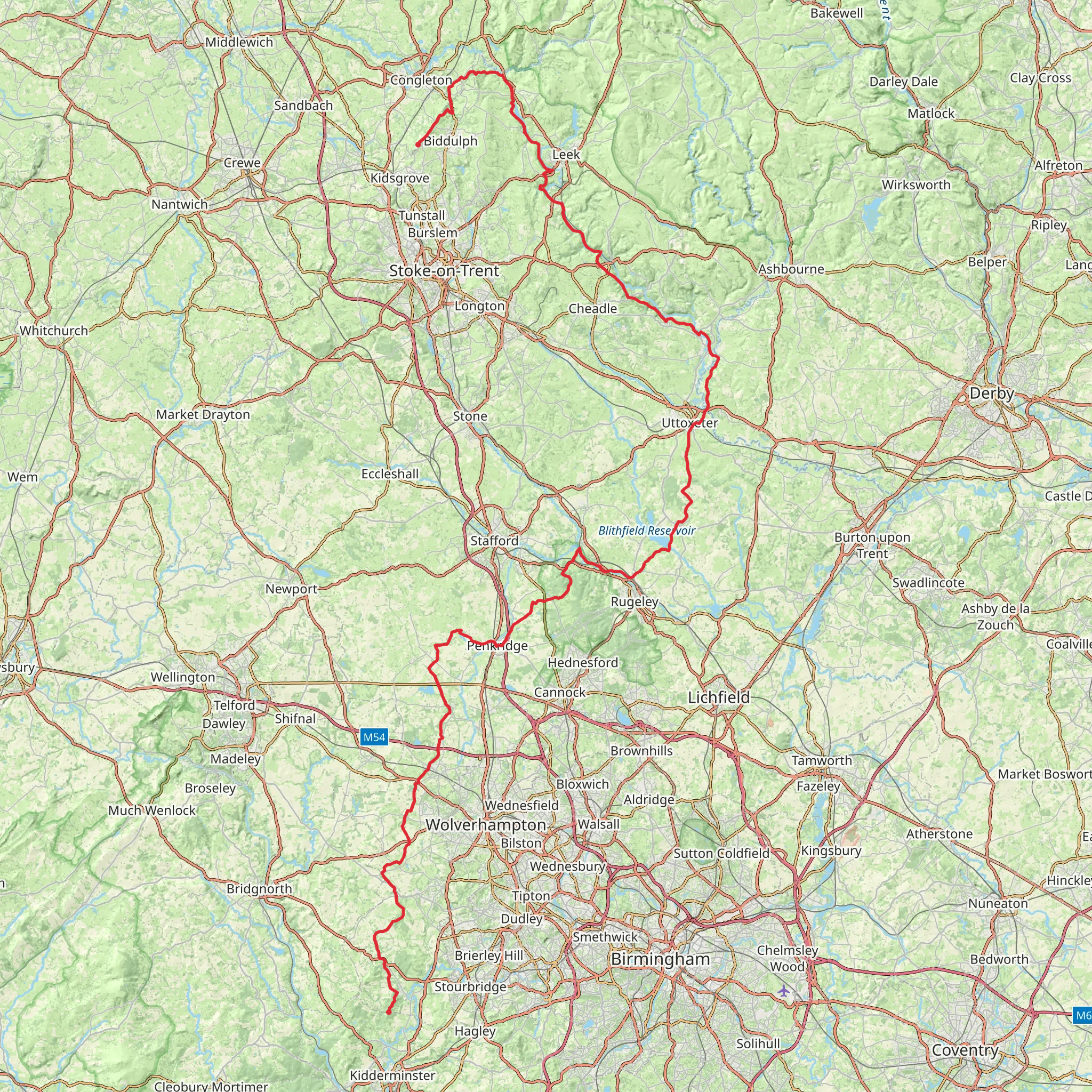 Staffordshire Way mobile static map
