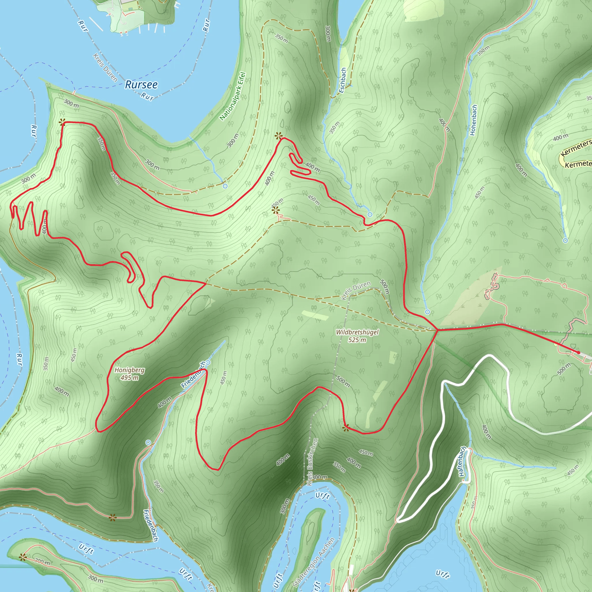 Blick auf Urftsee Loop via Wilder Kermeter mobile static map