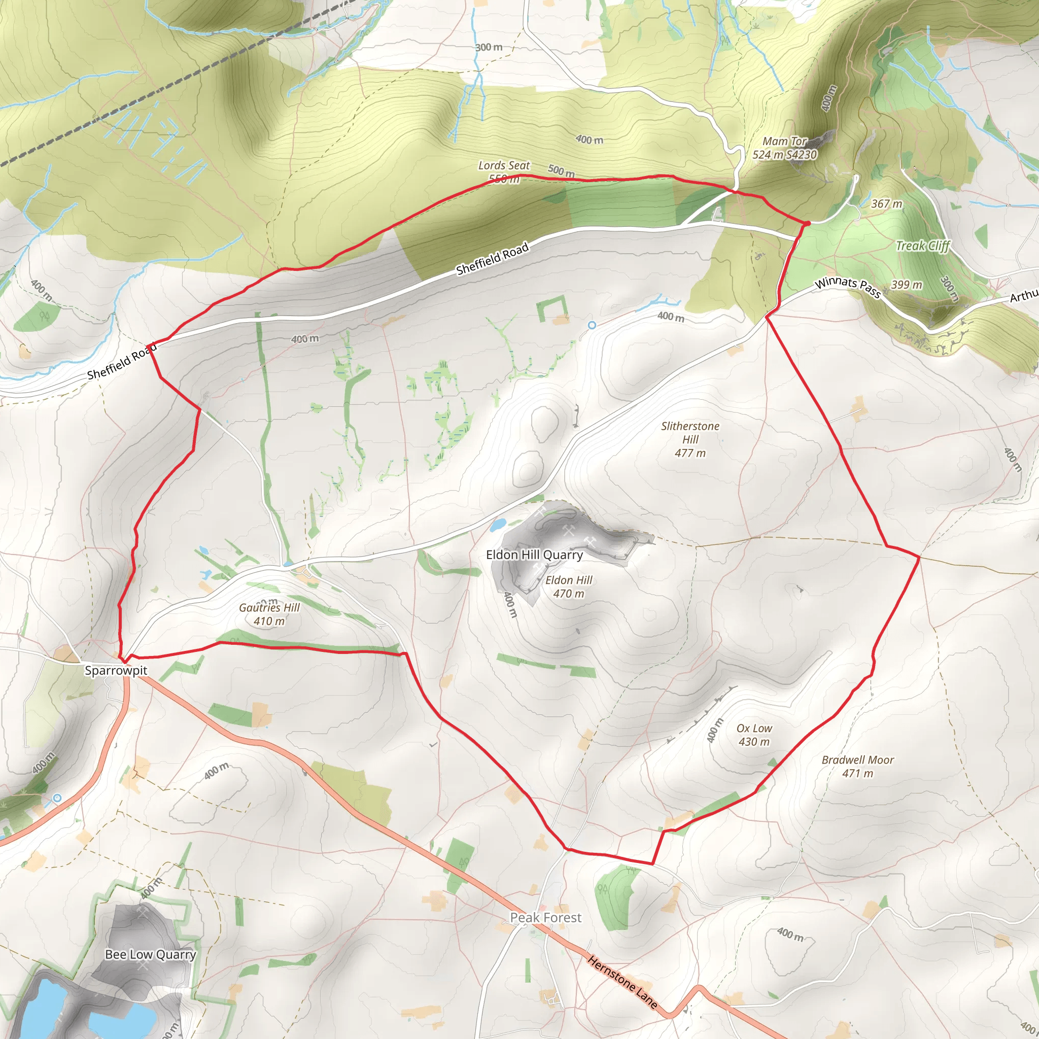 Old Dam and Sparrowpit from Mam Tor mobile static map