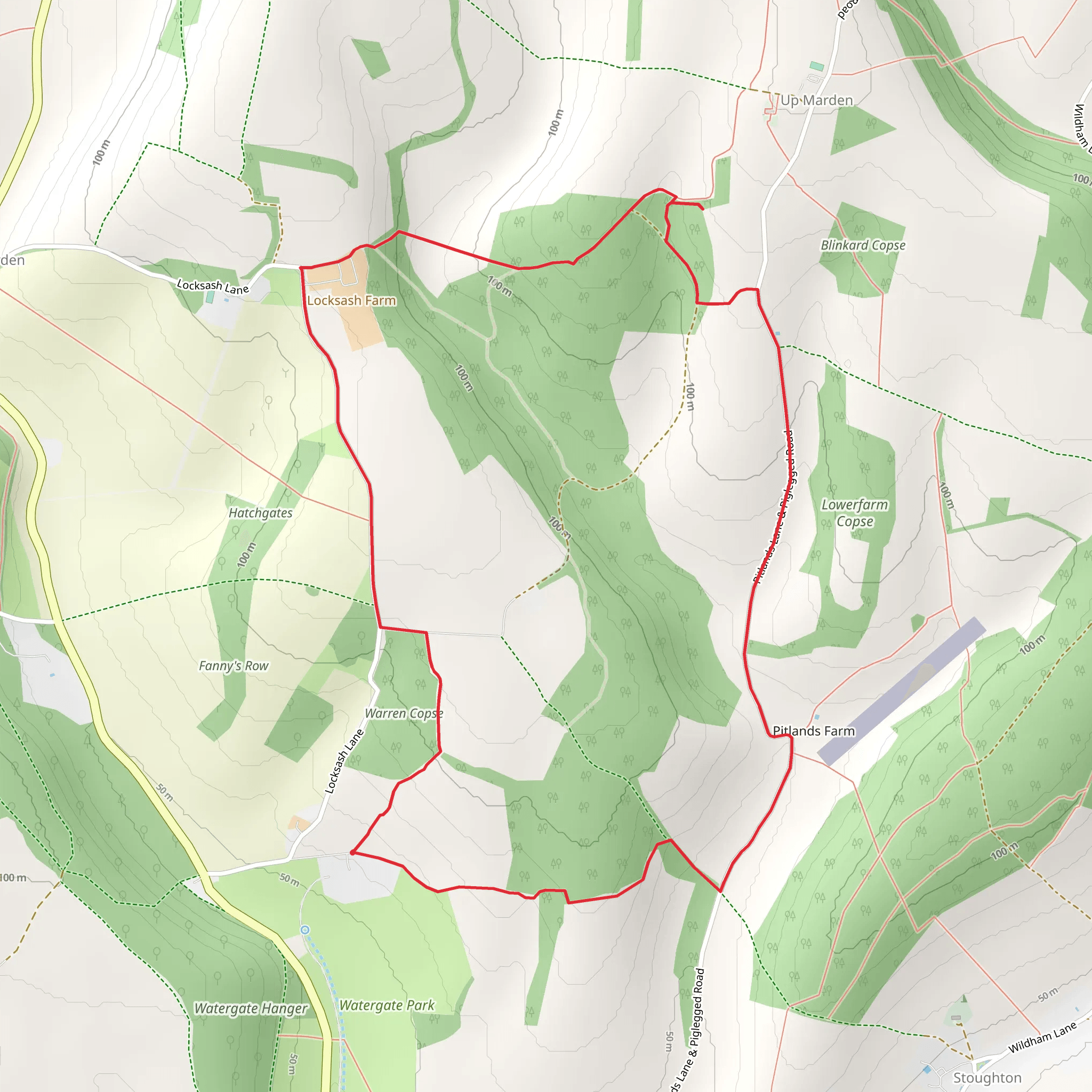 Up Marden and Warren Copse Loop mobile static map