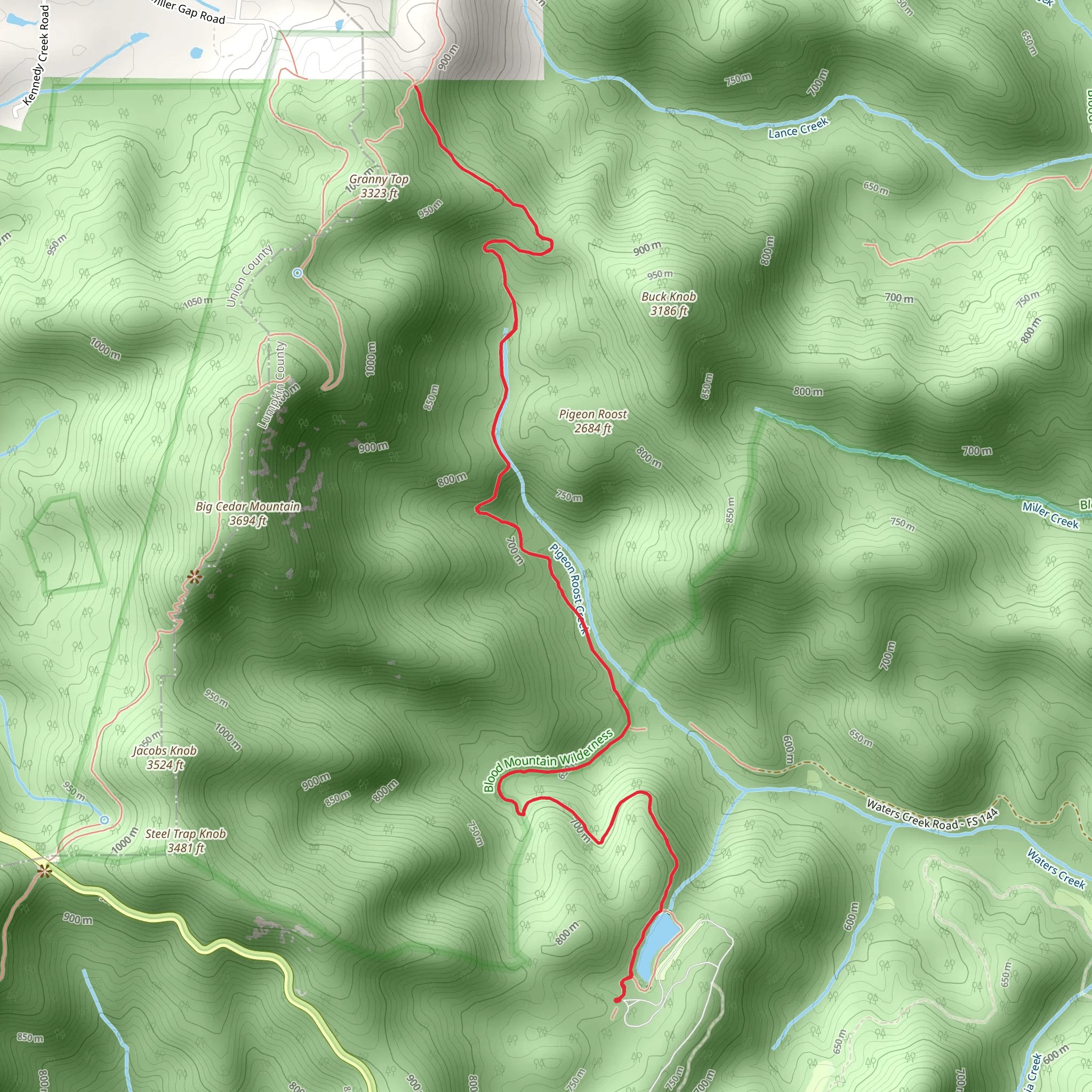 Pigeon Roost Creek from Dockery Lake mobile static map