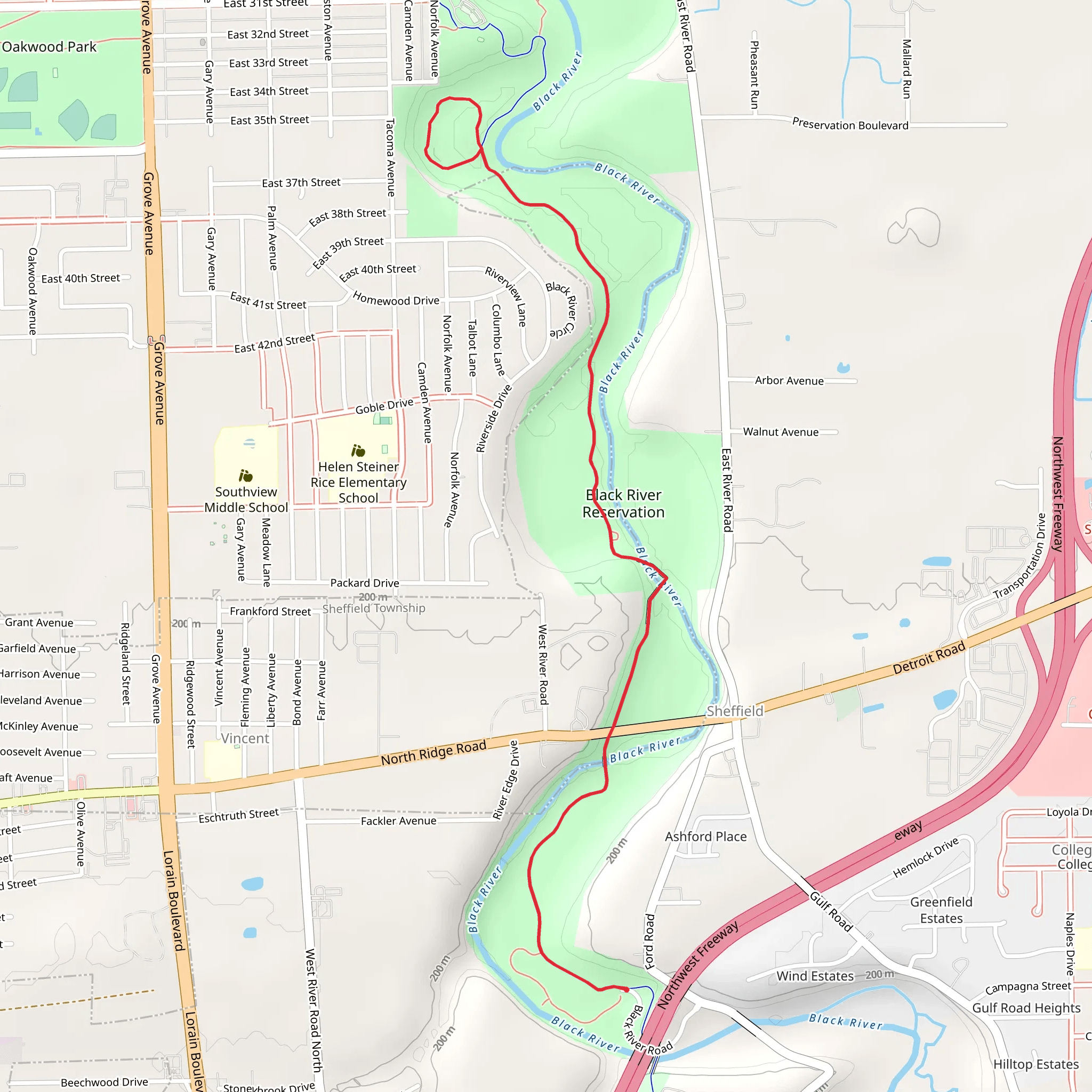 Waterfall and Bridgeway Trail mobile static map