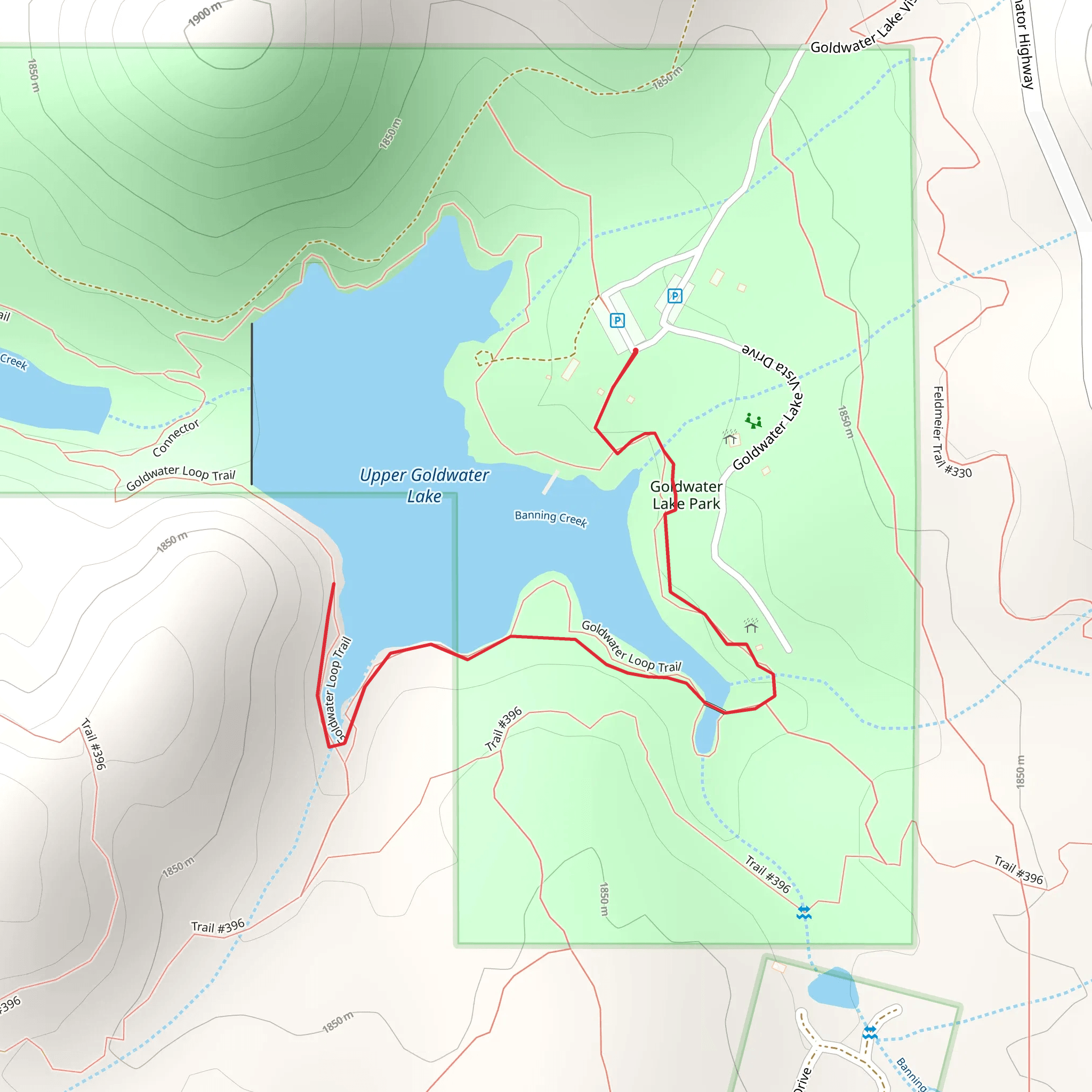 Upper Goldwater Lake Shore Walk mobile static map