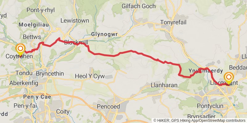 Glamorgan Ridgeway Walk stage 2 Map