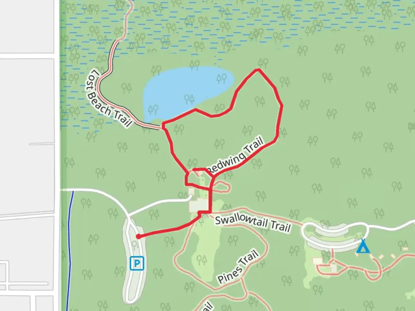 An image depicting the trail Butterfly Garden Loop and its surrounding area.