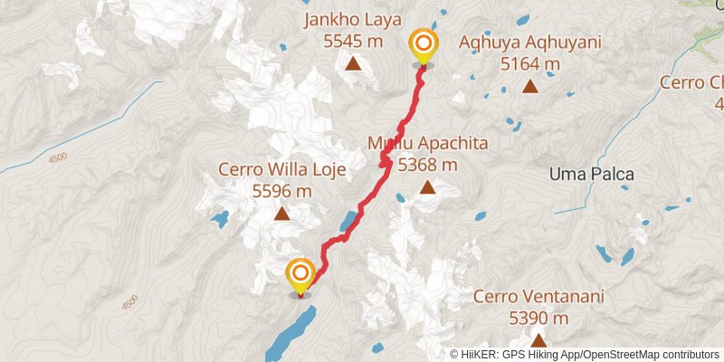 Cordillera Real Traverse stage 6 Map