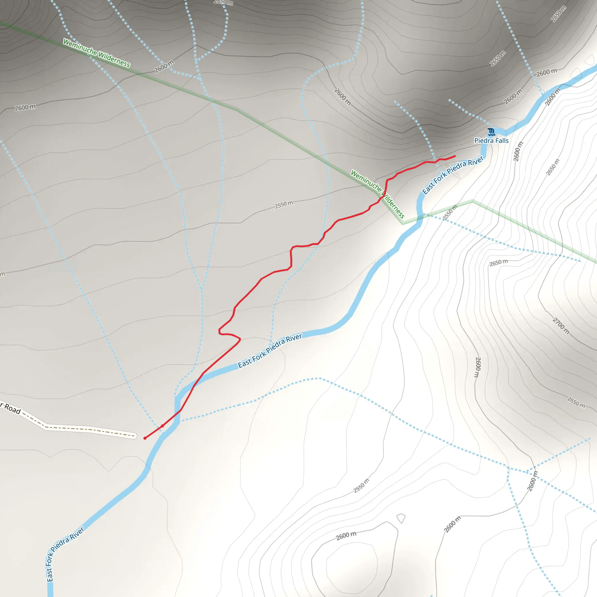 Piedra Falls Trail mobile static map