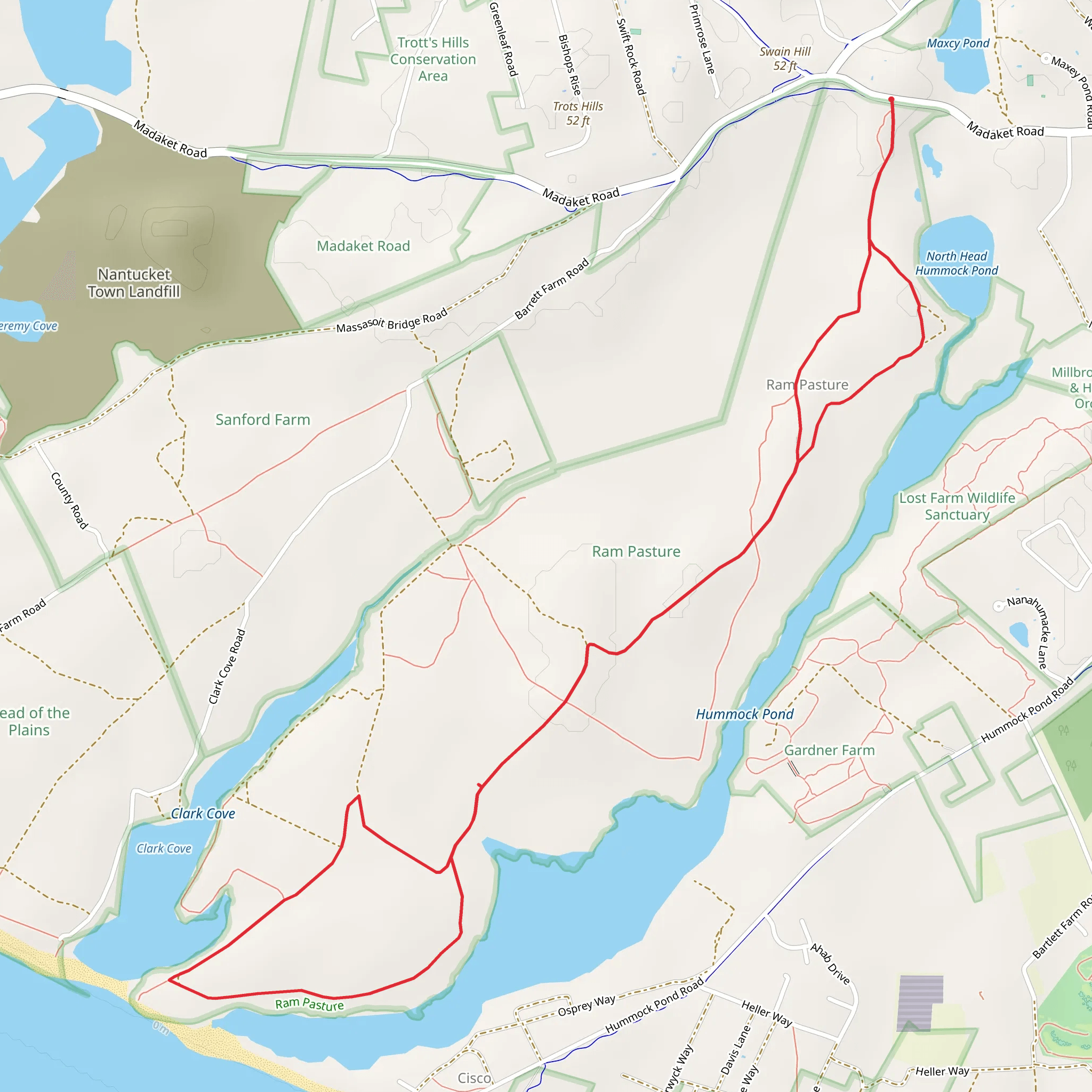 Hammock Pond via Ram Pasture Trail mobile static map