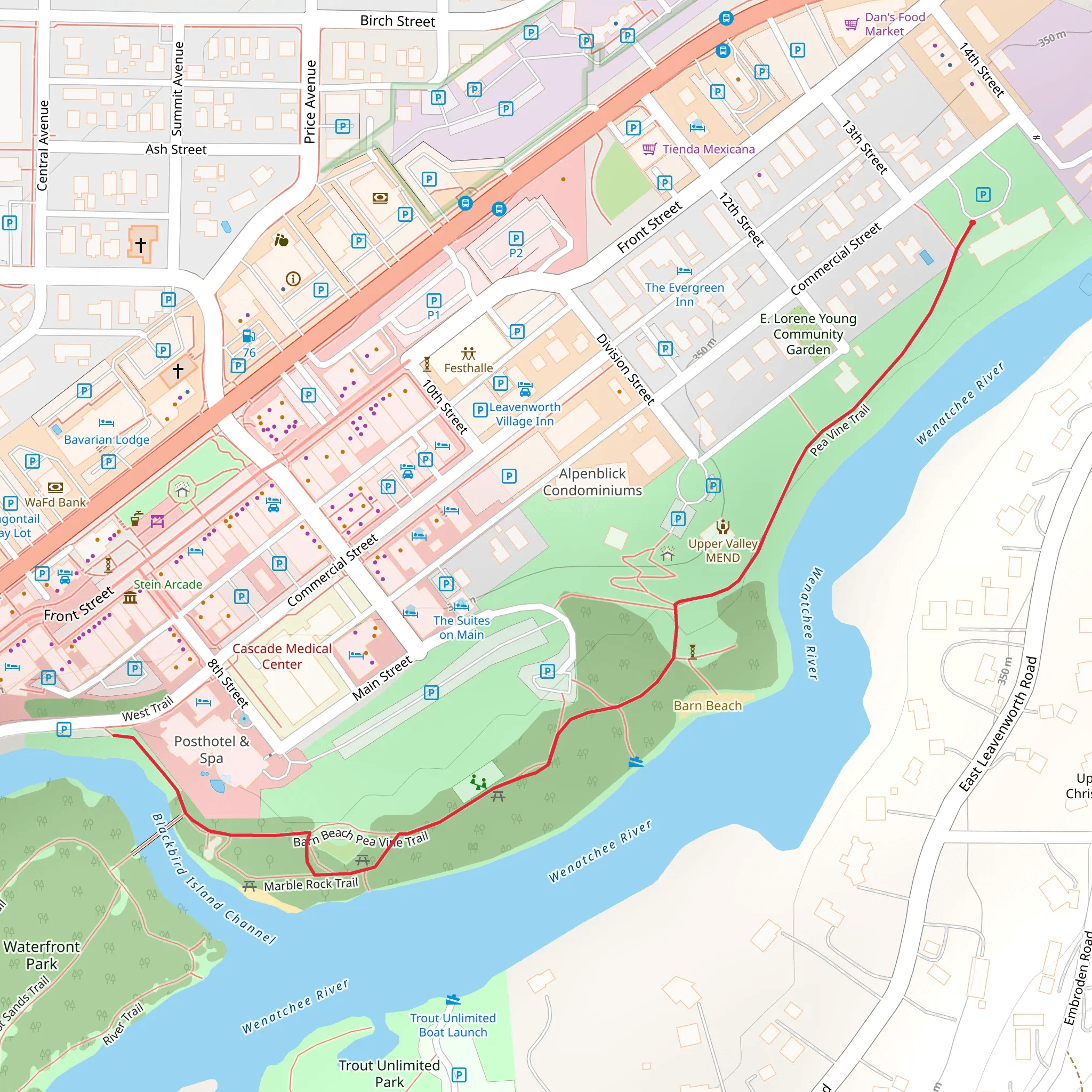 Pea Wine and West Trail - Waterfront Park mobile static map