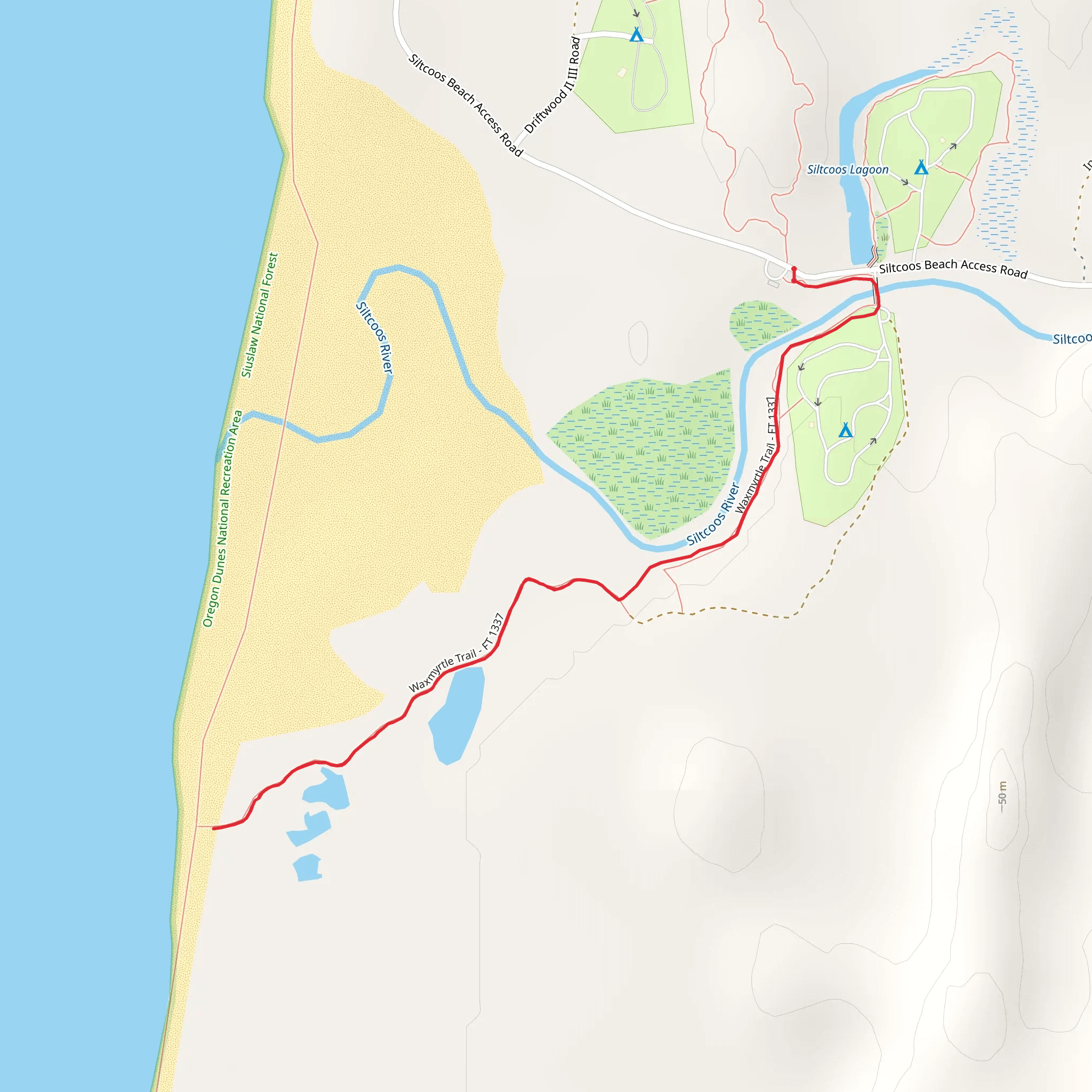 Waxmyrtle Trail mobile static map