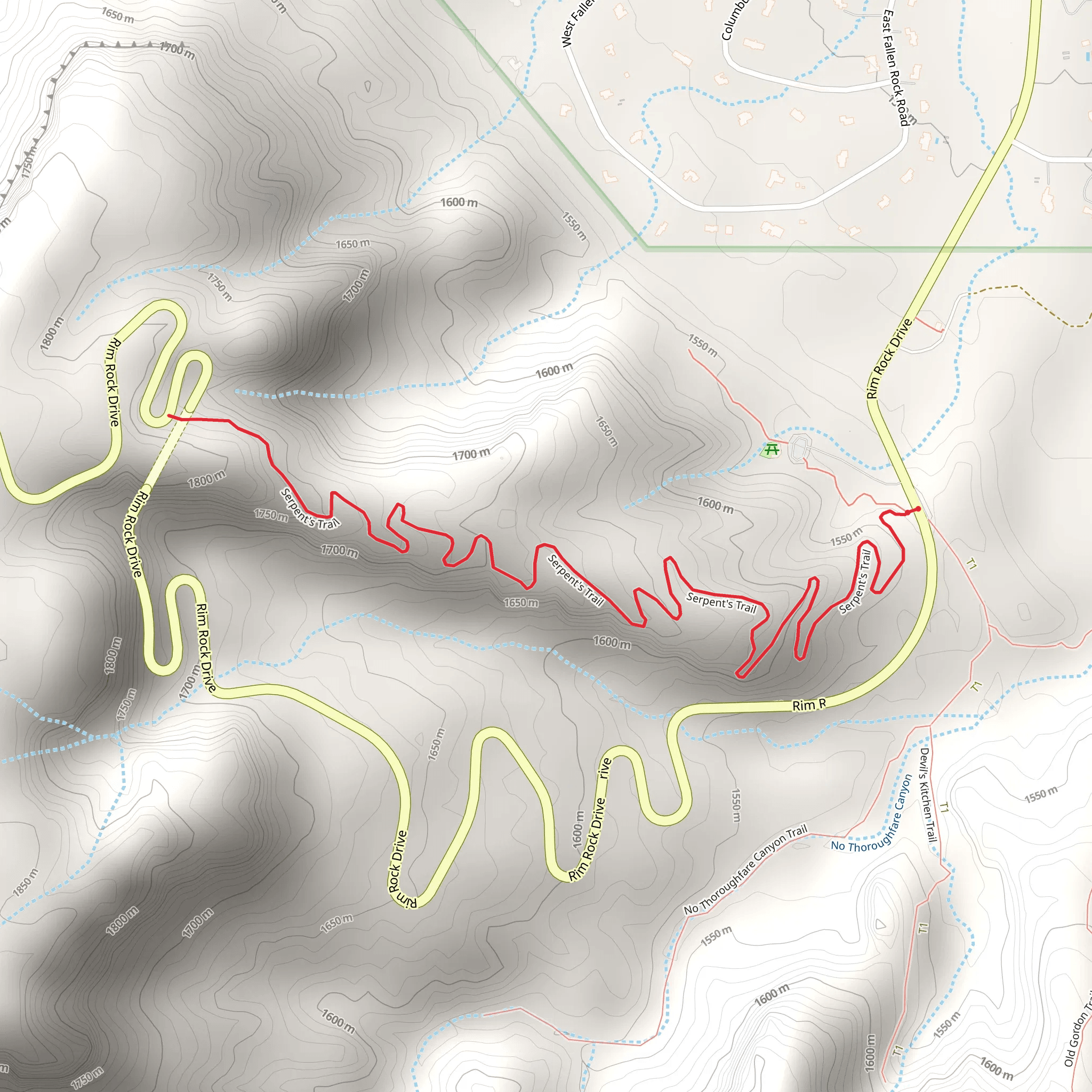 Serpent's Trail Out and Back mobile static map