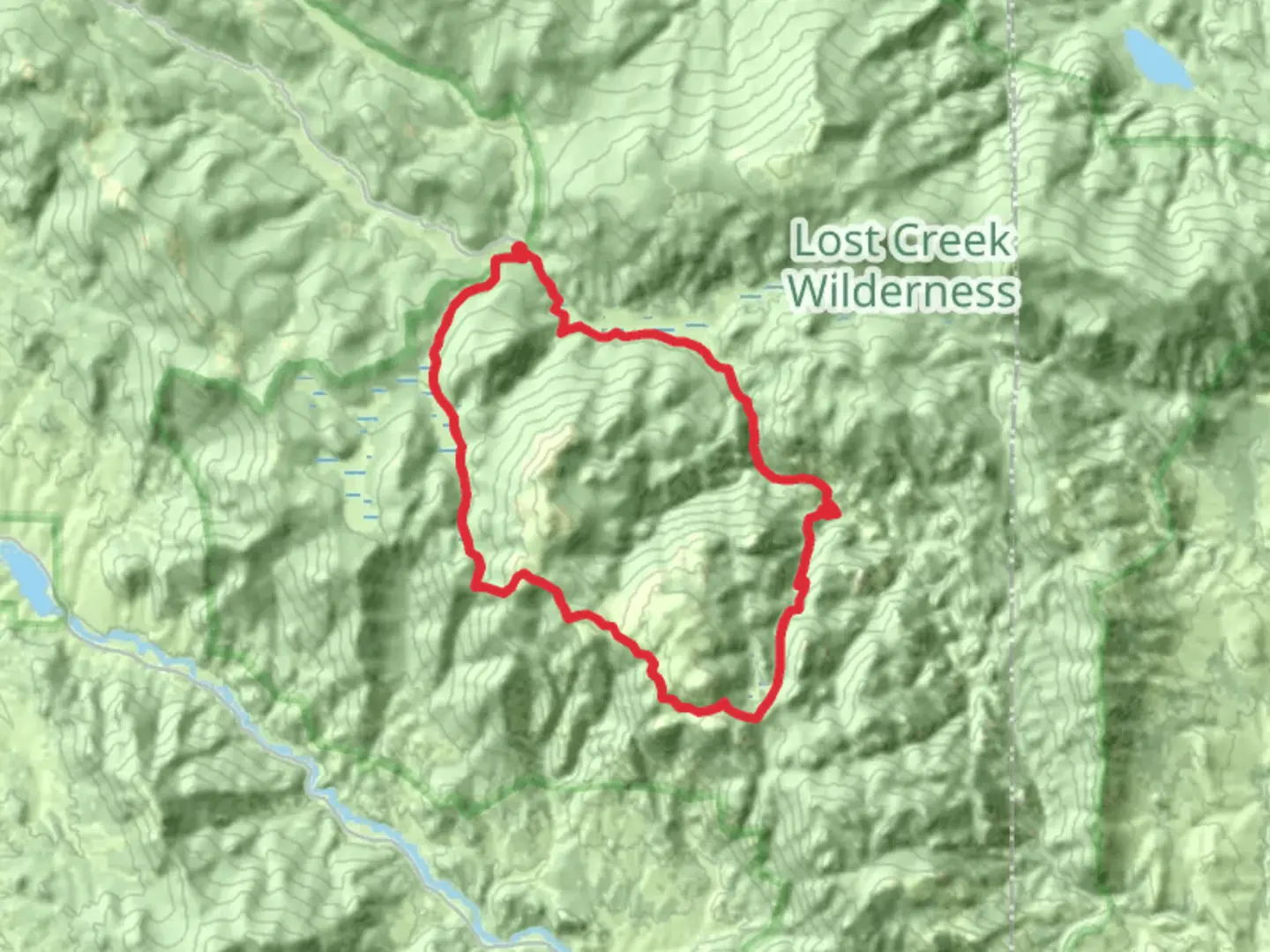 An image depicting the trail Lost Creek and Indian Creek Loop and its surrounding area.