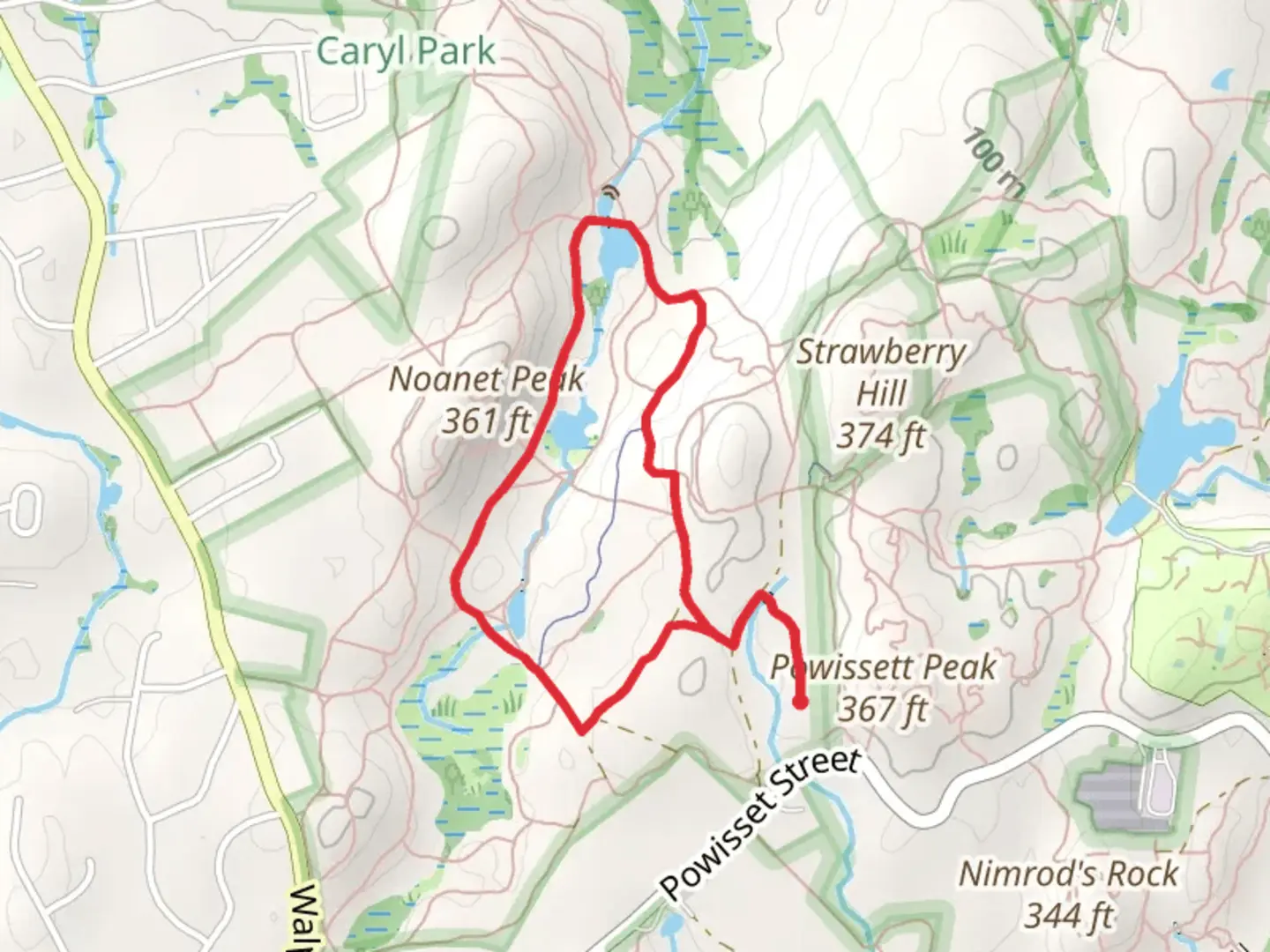 An image depicting the trail Upper Mill Pond and Peabody Loop Trail and its surrounding area.