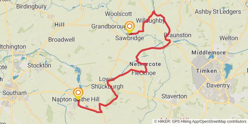 Church2church Walks in Warwickshire stage 2 Map