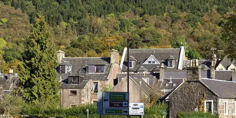 An image depicting the trail Callander - Samson's Stone and Coilhallan Wood and its surrounding area.