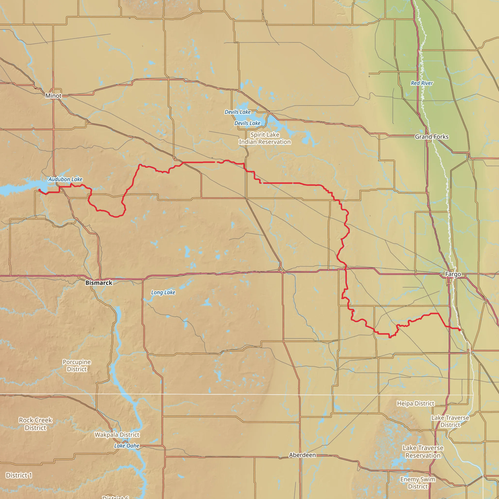 North Country Trail - North Dakota mobile static map