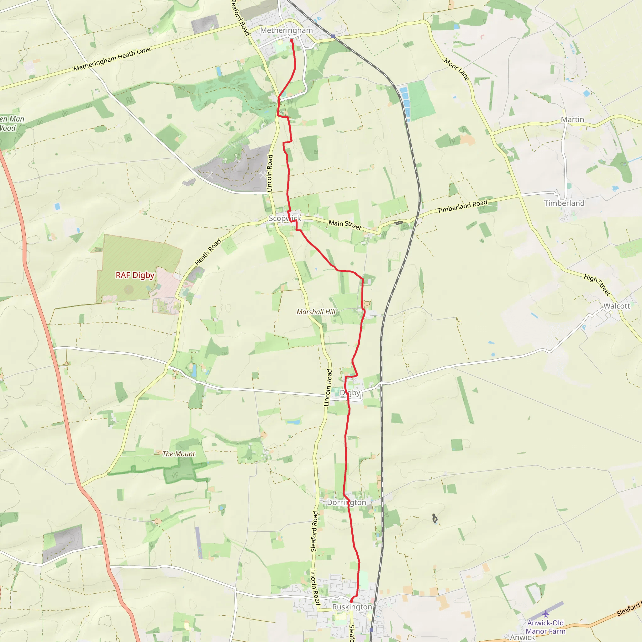 Metheringham to Ruskington Walk mobile static map