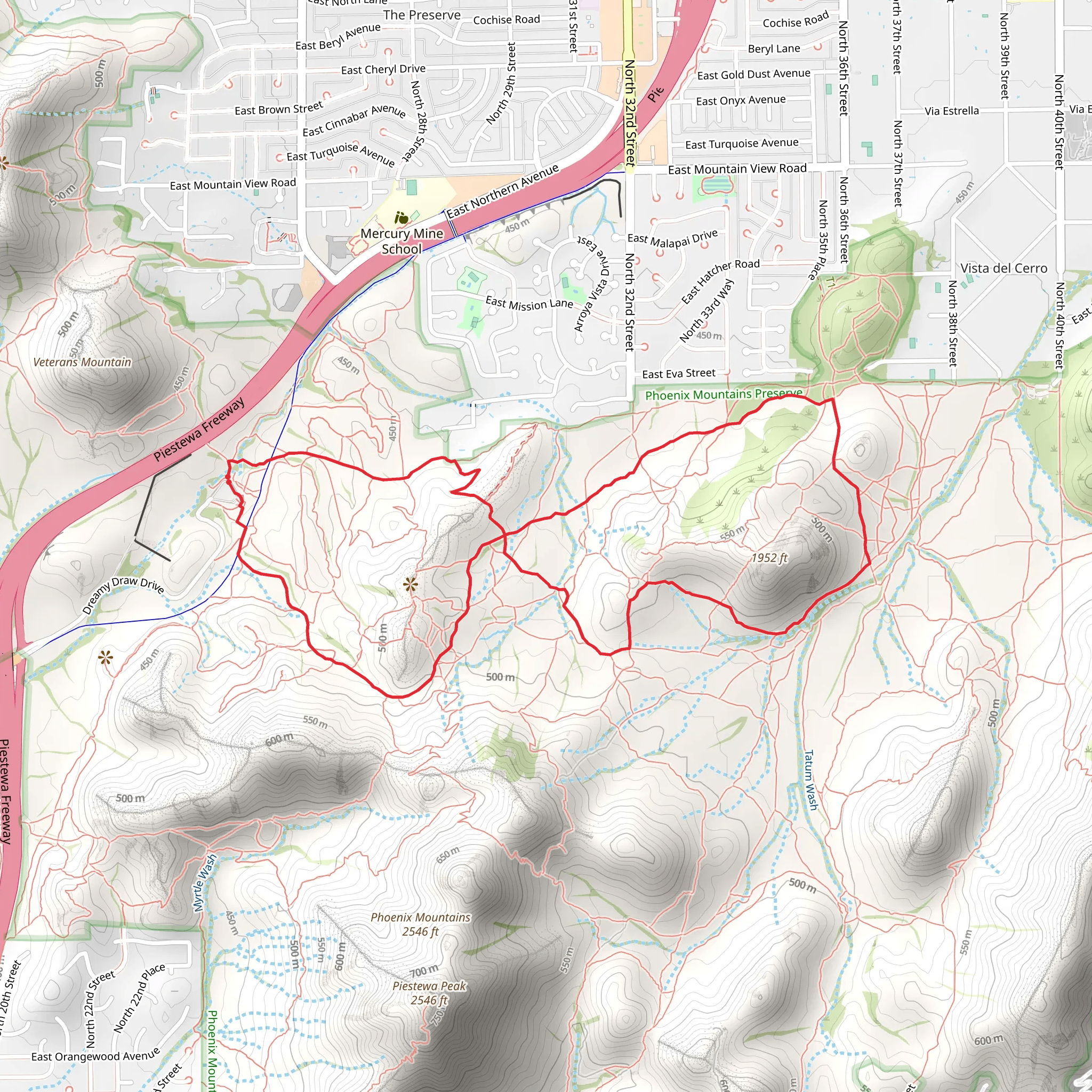Charles M Christiansen Trail and Dreamy Draw Nature Trail Knot mobile static map