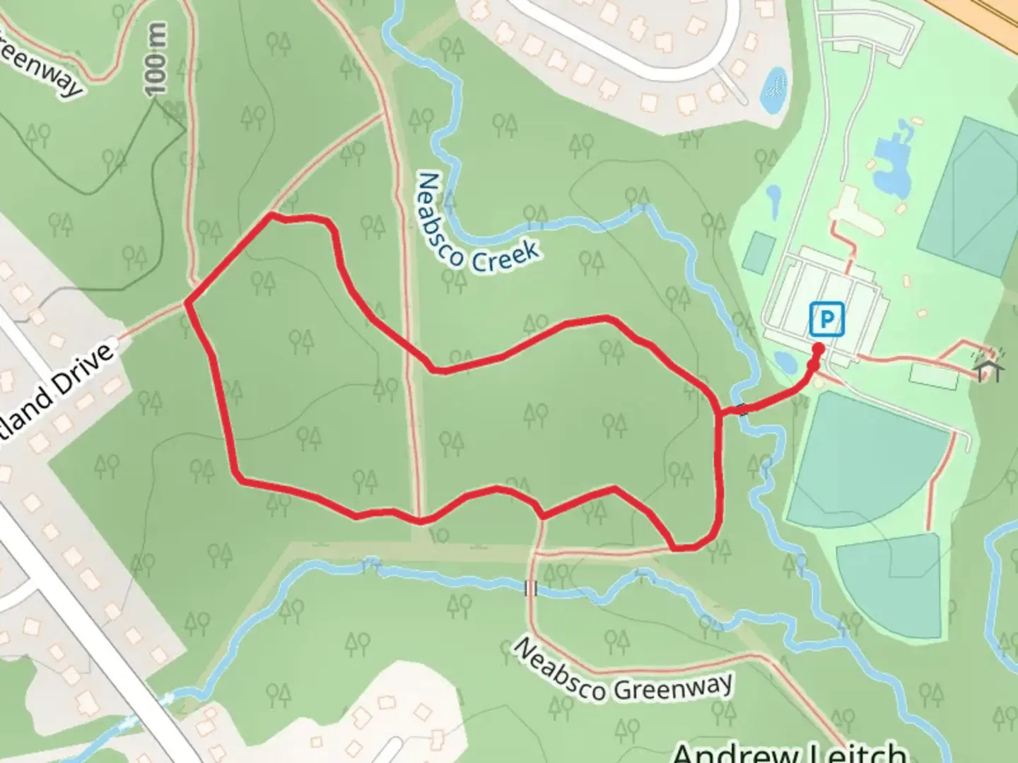 An image depicting the trail Neabsco Greenway Loop and its surrounding area.