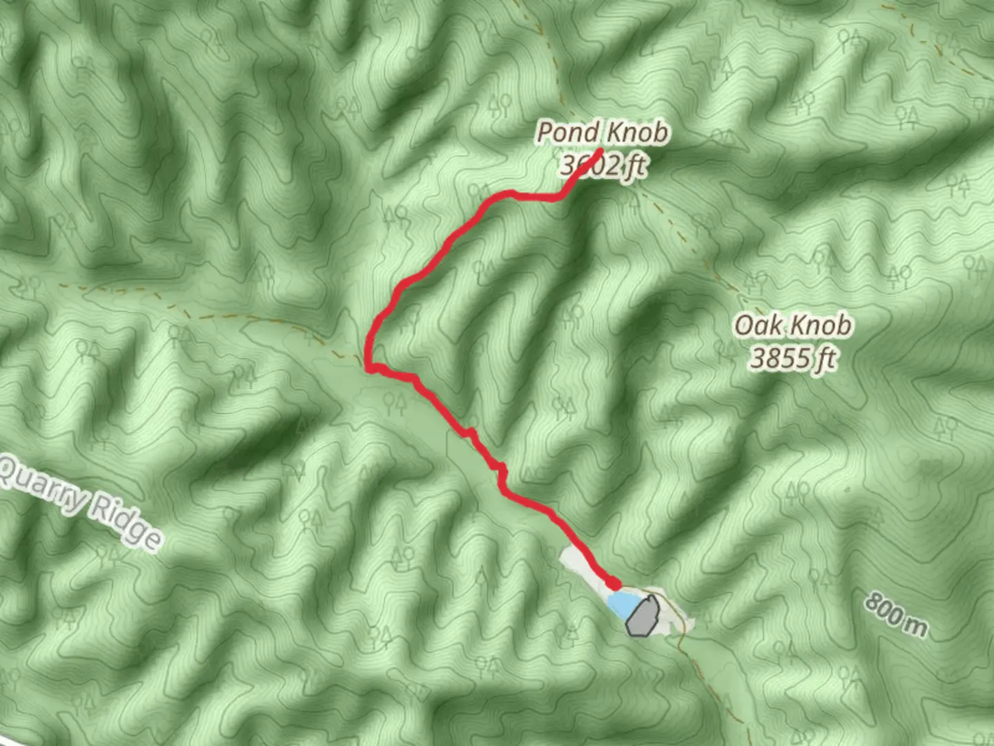 An image depicting the trail Pond Knob Trail and its surrounding area.