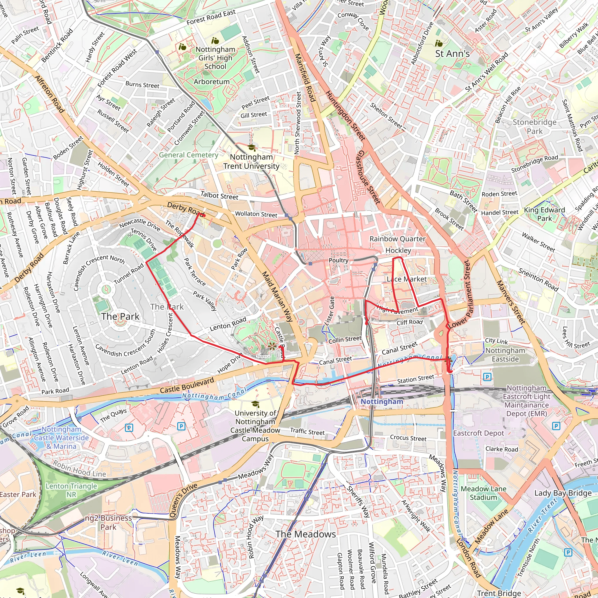 Nottingham Canal via The Big Track mobile static map