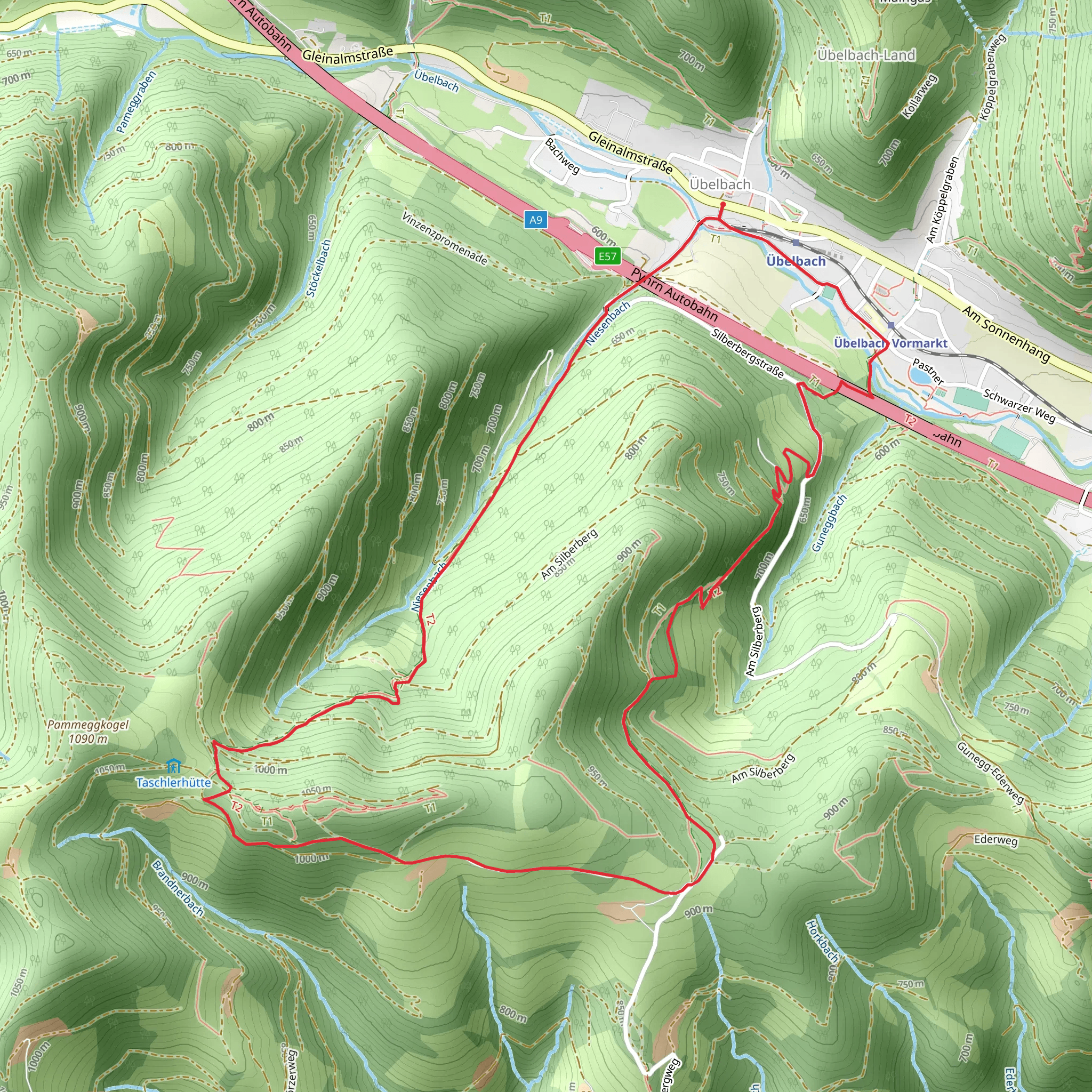 From Übelbach to Taschlerkreuz mobile static map