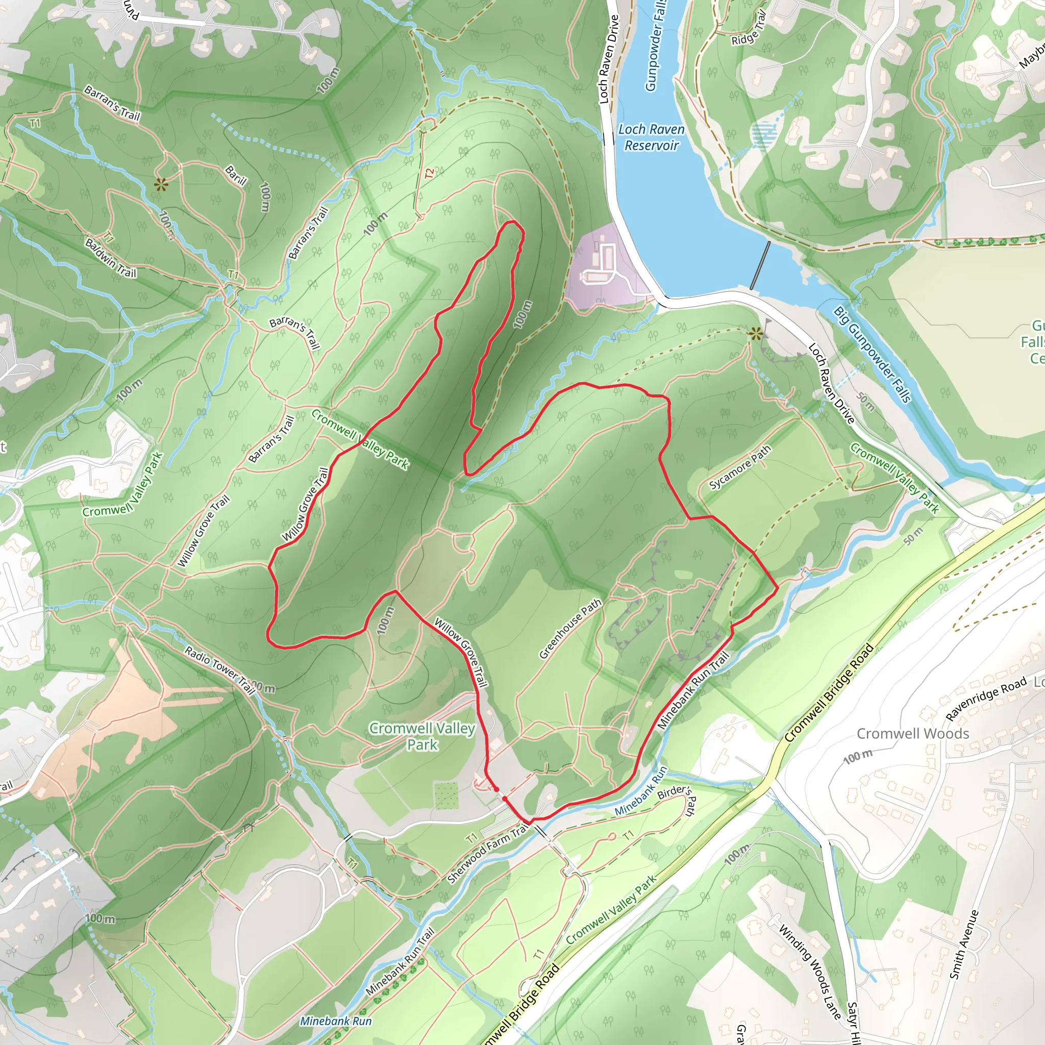 Willow Grove and Fire Road Loop mobile static map