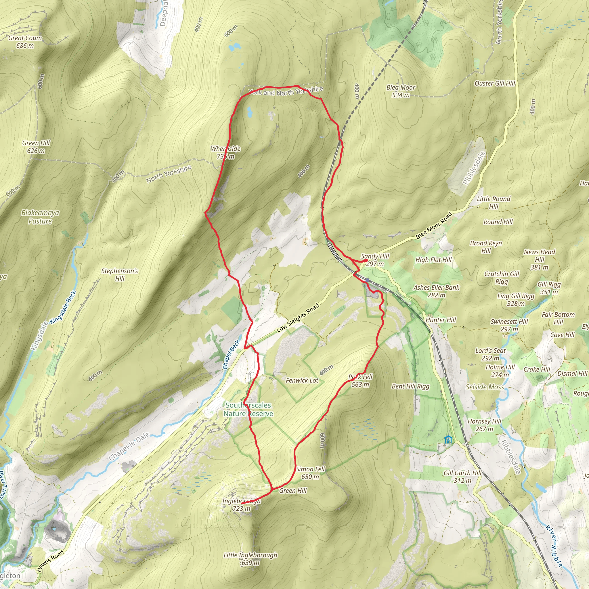 Whernside, Ingleborough and Park Fell Loop - Ribblehead mobile static map