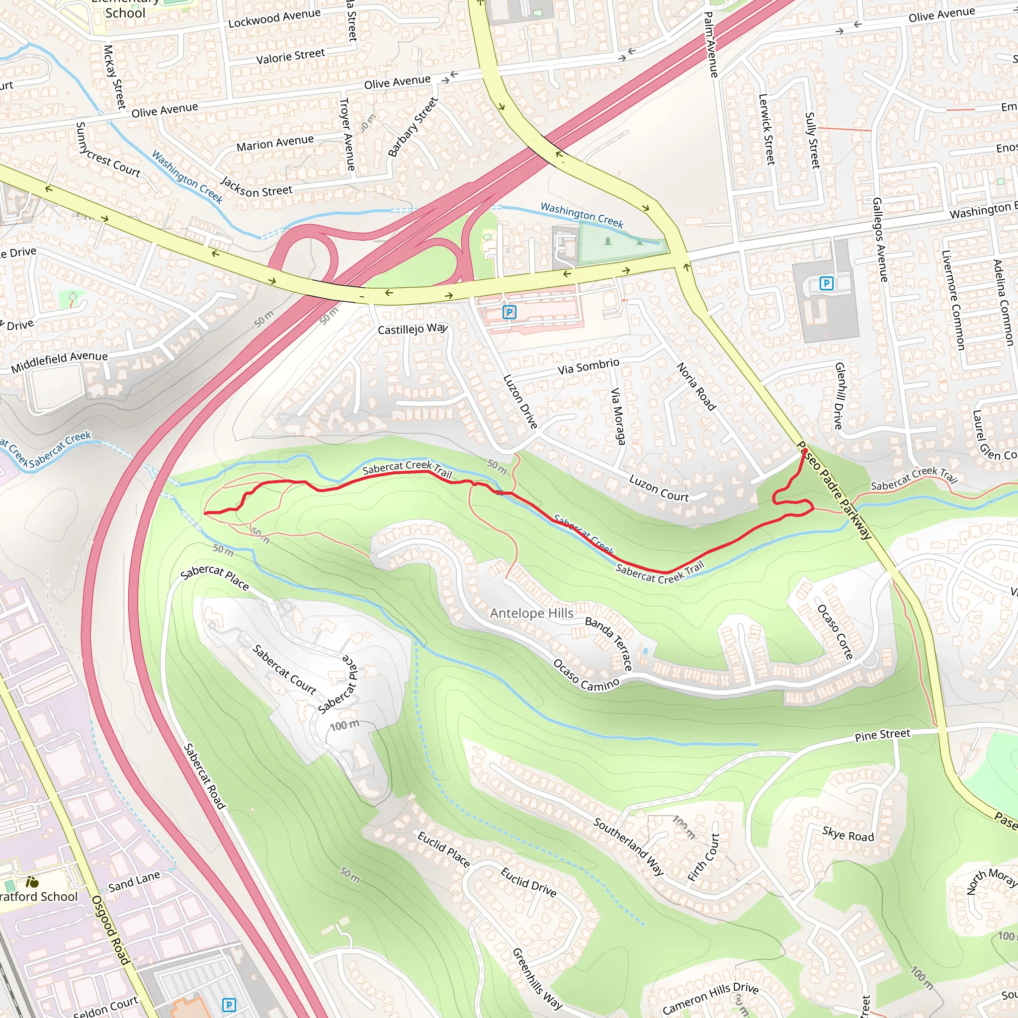 Sabercat Creek Trail mobile static map