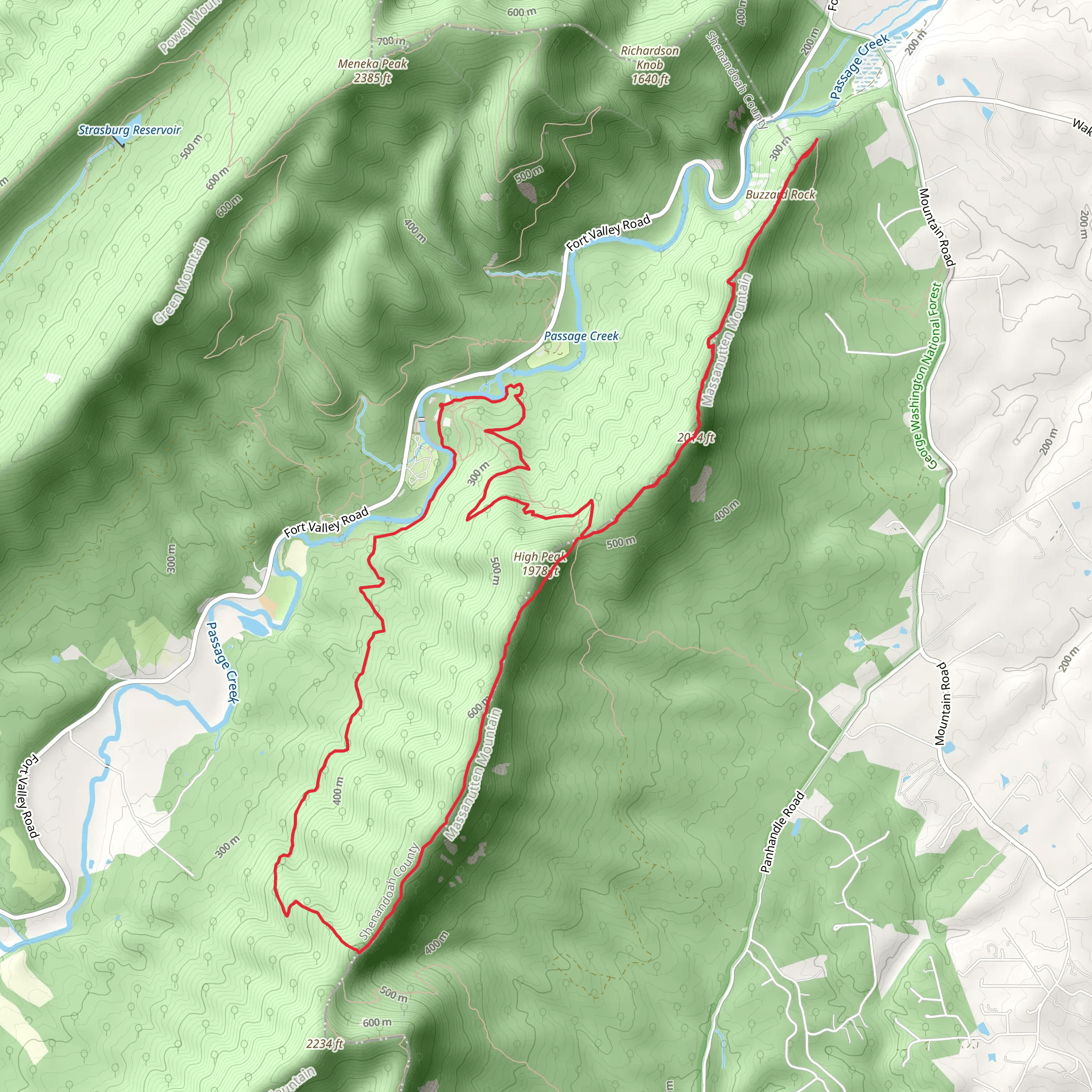 Tuscarora-Massanutten, Buzzard Rock and Sherman Gap Loop Trail mobile static map