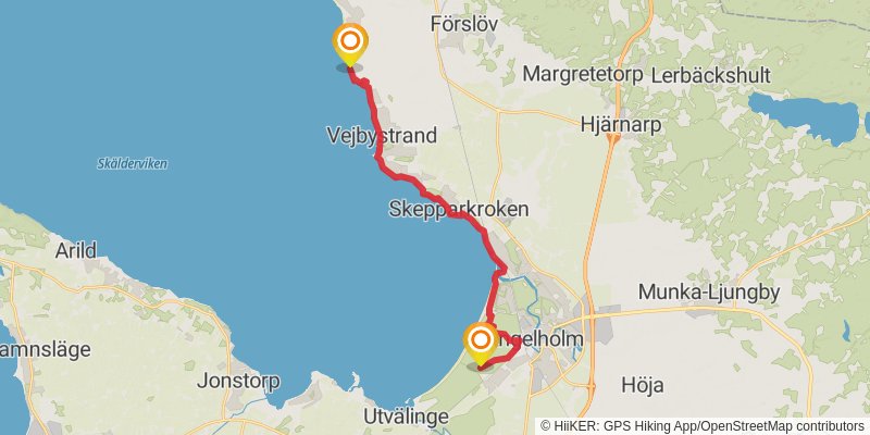 Skåneleden Trail stage 14 Map