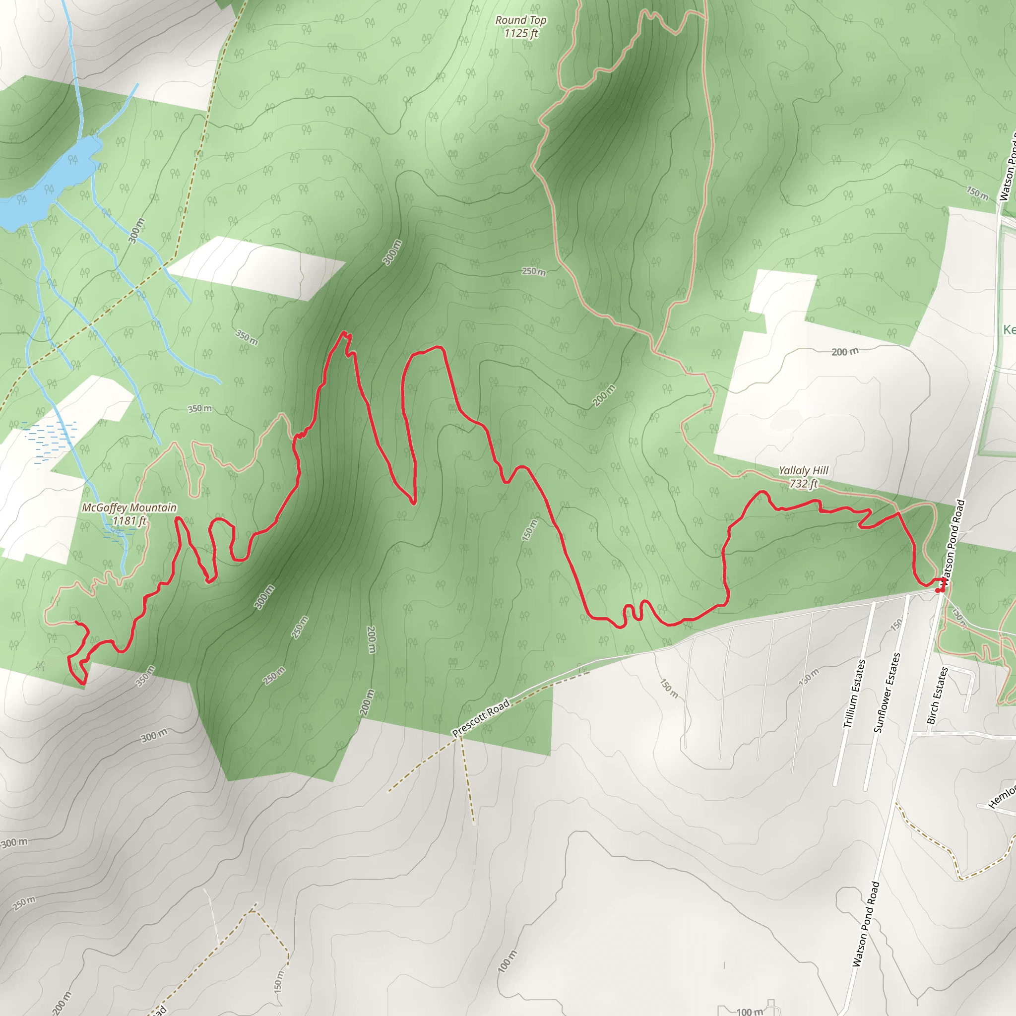 Yallaly Hill via A Trail mobile static map