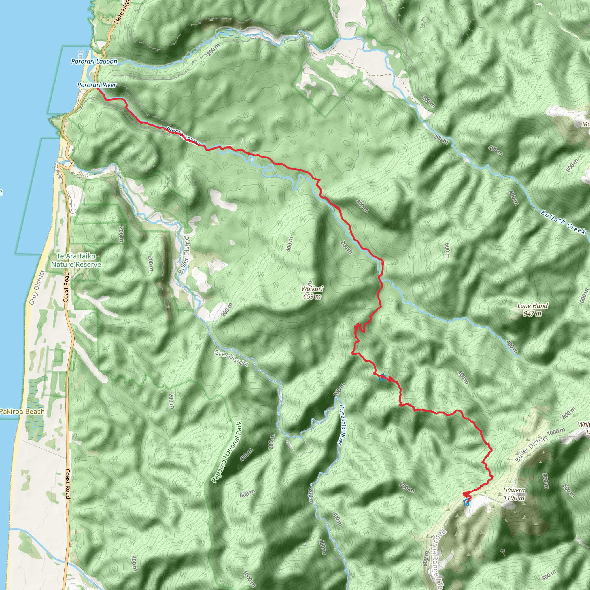 Paparoa Track - Northern End of Escarpment mobile static map