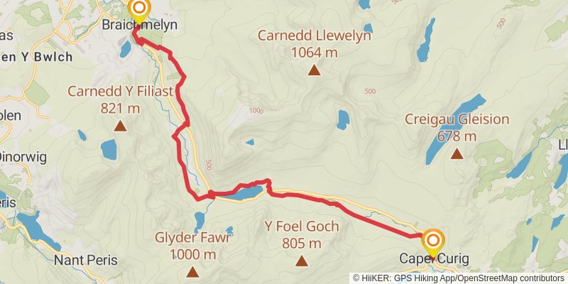 Carneddau from Capel Curig stage 4 Map