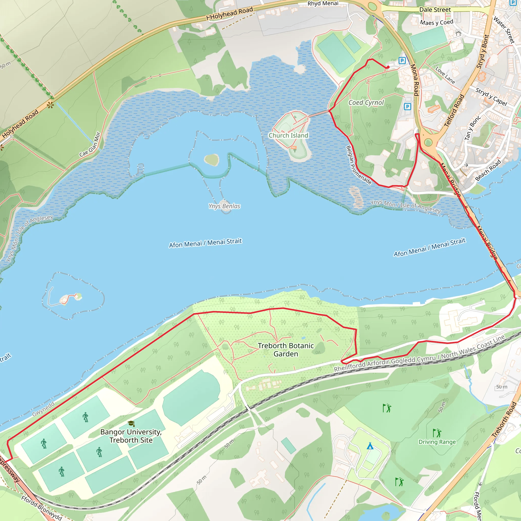 Menai Bridge Walk mobile static map