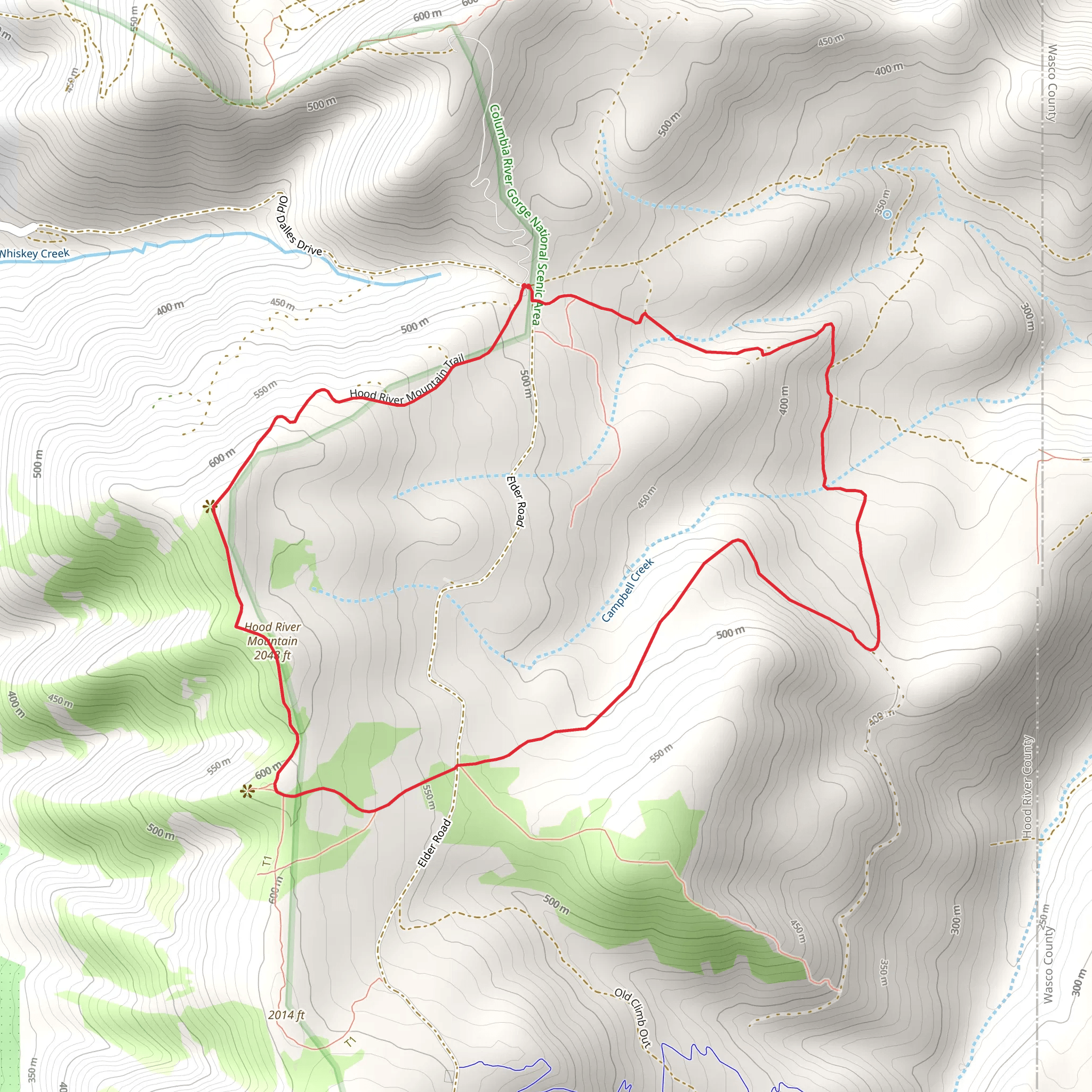 Hood River Mountain Loop Trail mobile static map