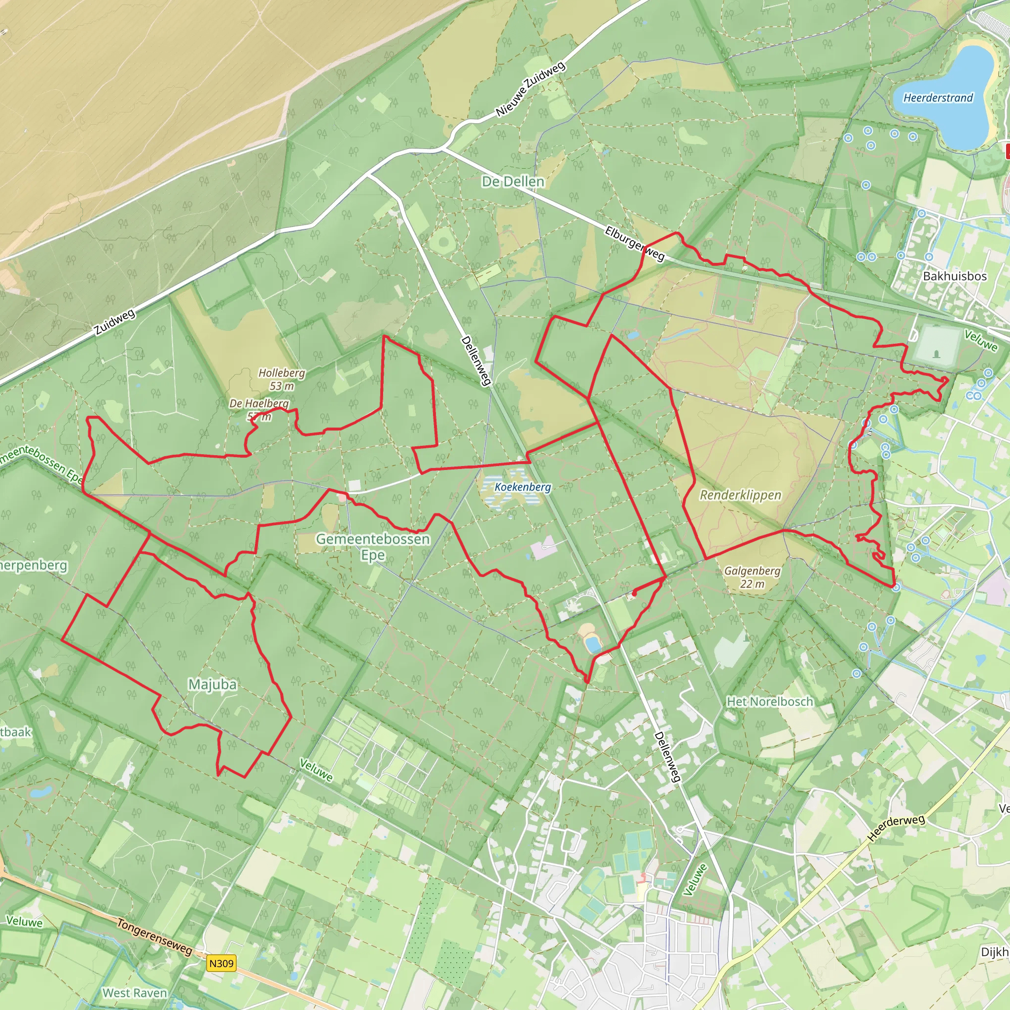 Render Klippen, Eperholt and De Hooge Heide Loop mobile static map
