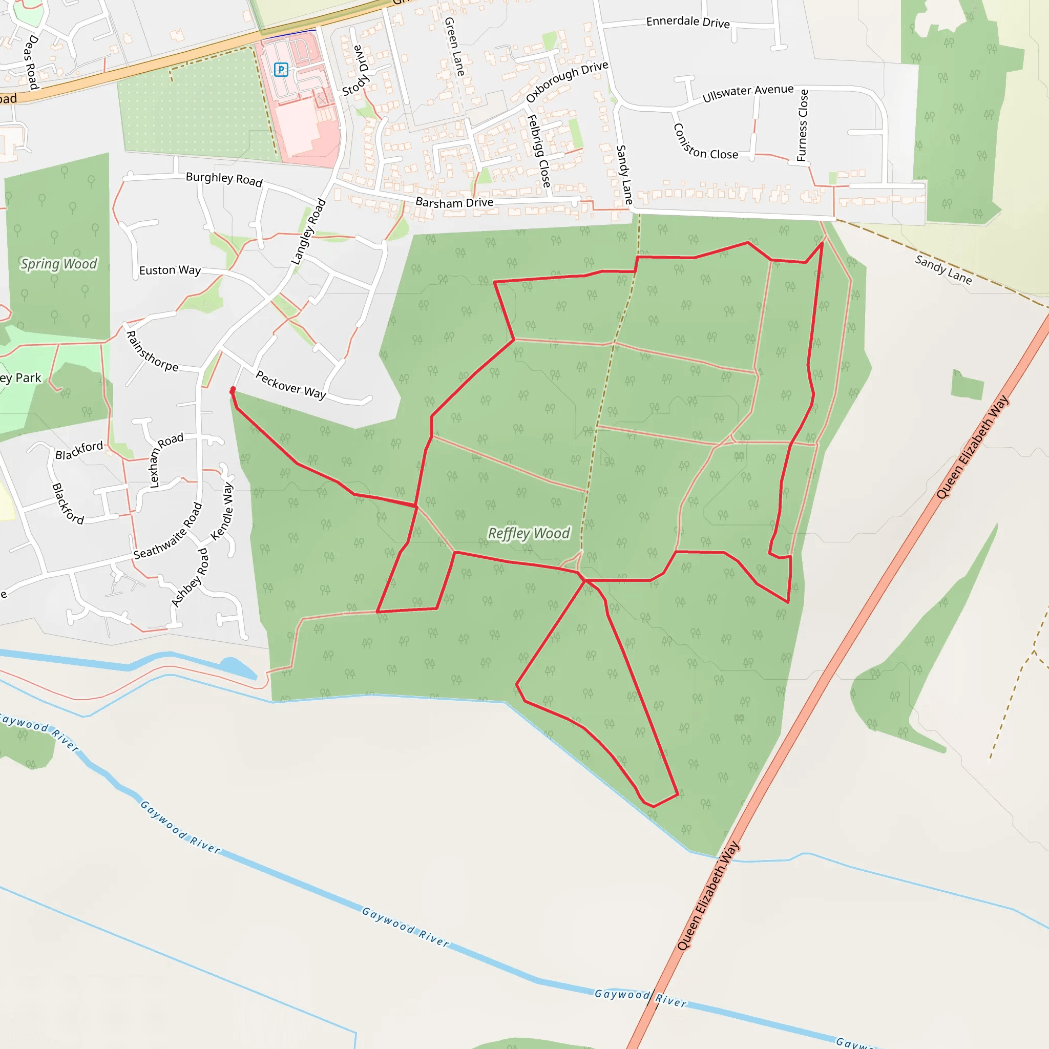 South Wootton and Reffley Wood Loop mobile static map