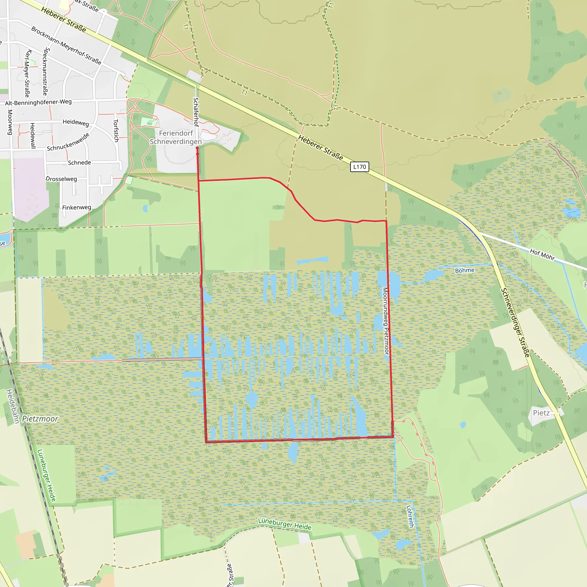 Moorrundweg Pietzmoor Loop mobile static map