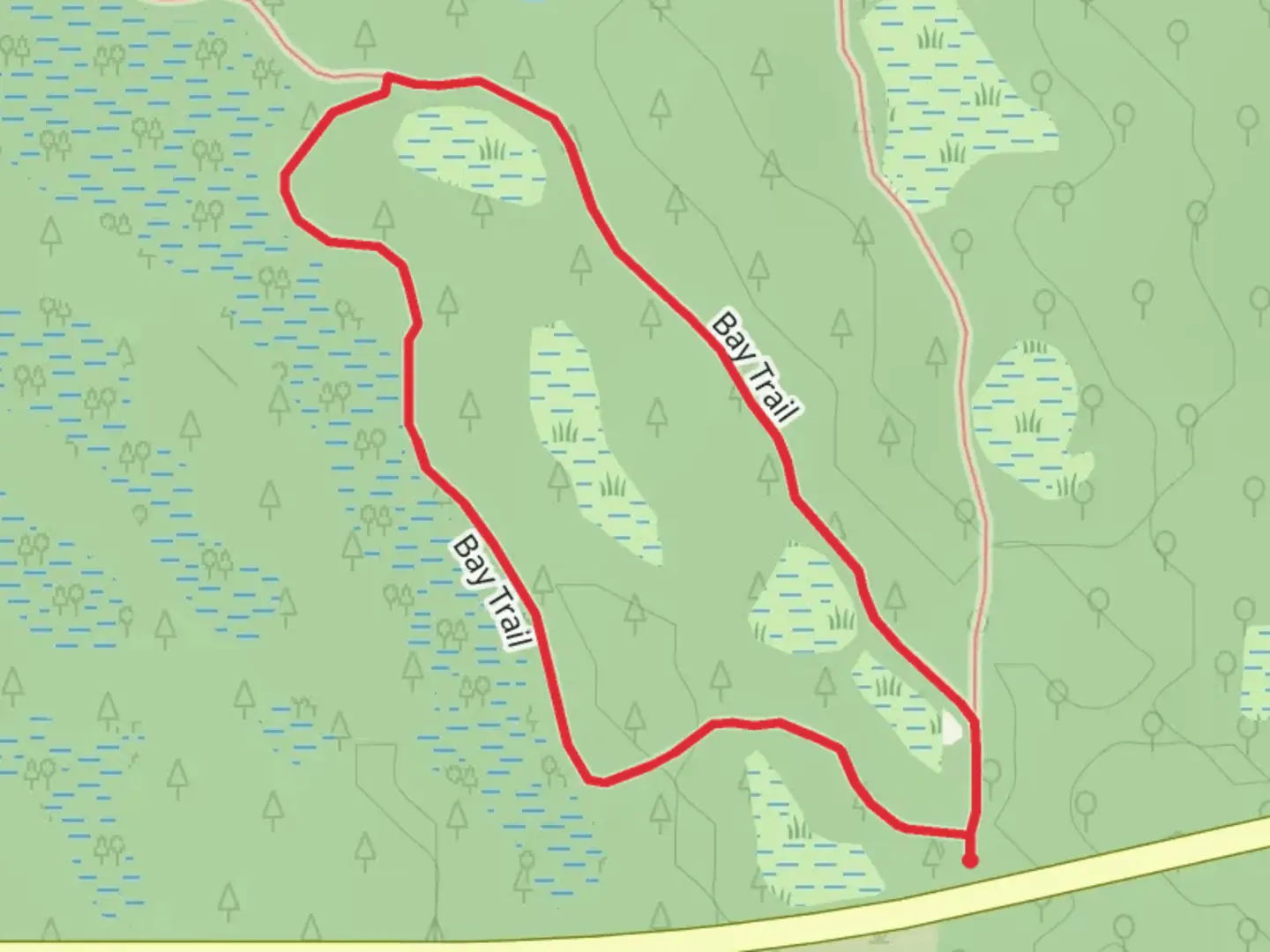 An image depicting the trail Bay Trail Loop and its surrounding area.