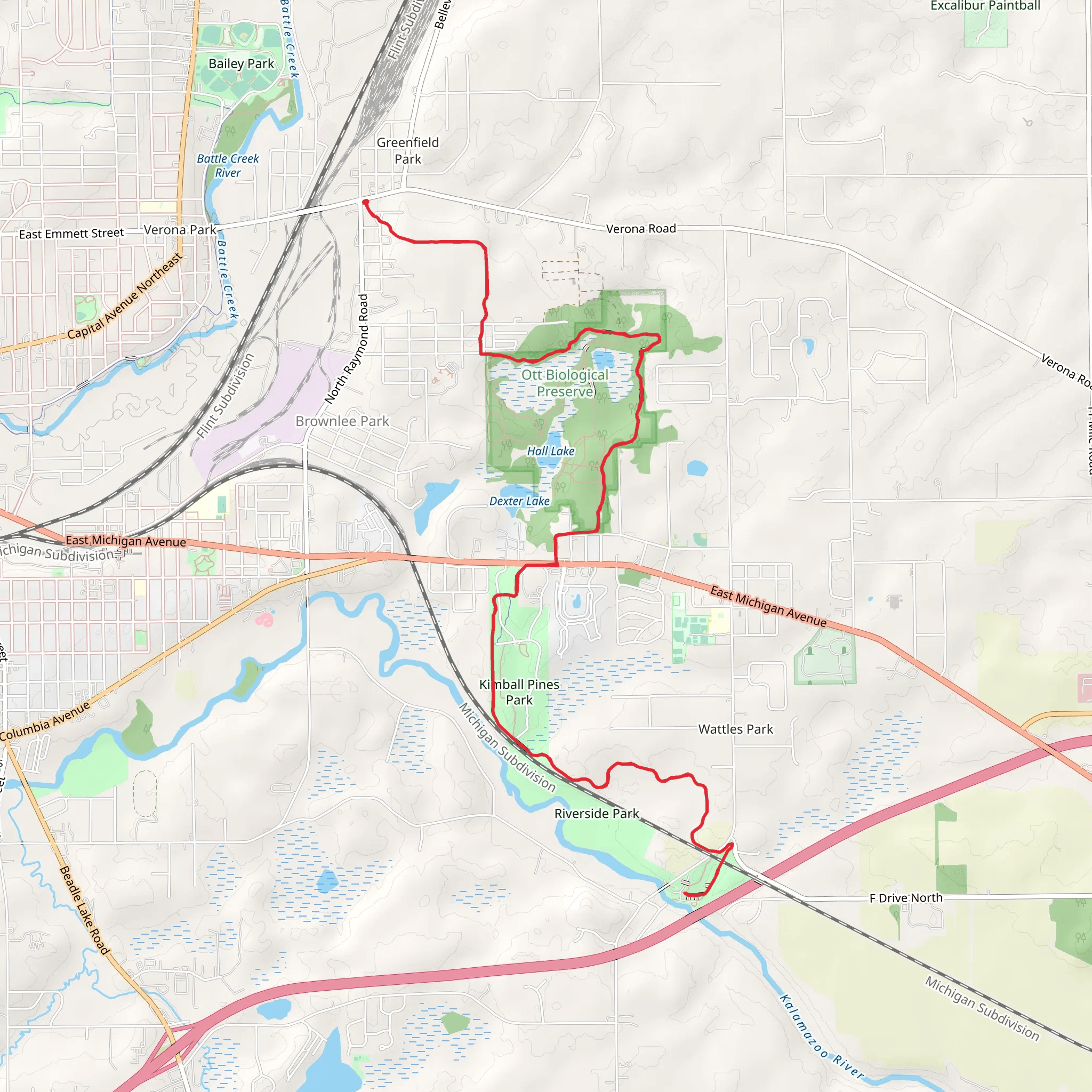 Calhoun County Trailway and North Country Trail mobile static map